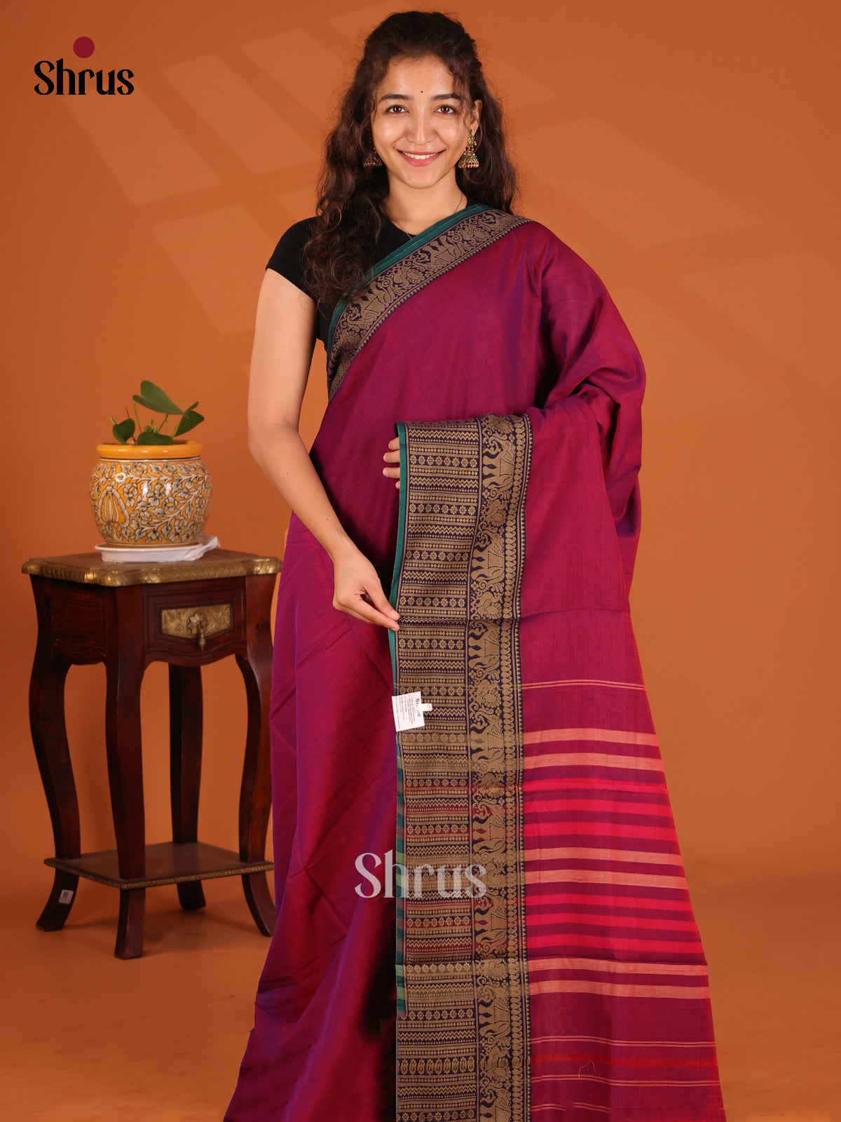 Purple & Green - Narayanpet Cotton Saree - Shop on Shrus.com
