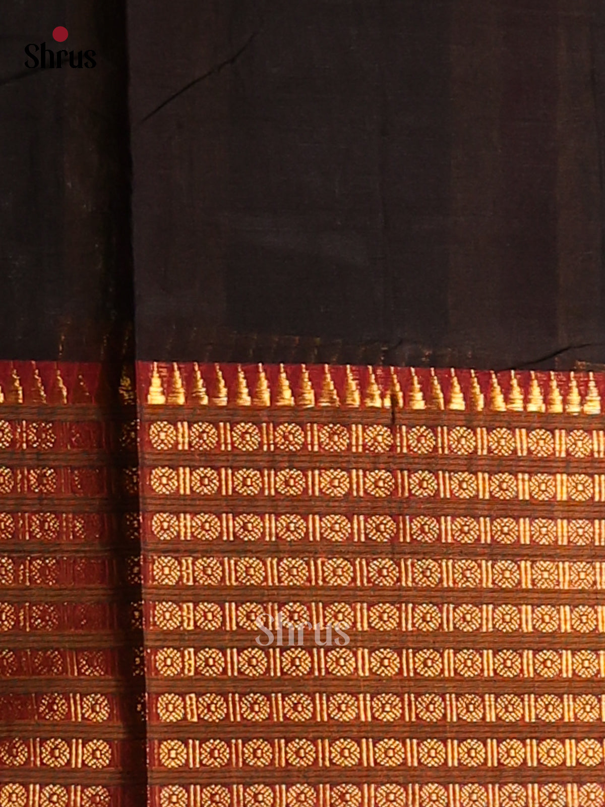 Black with Maroon - Narayanpet Cotton Saree - Shop on Shrus.com