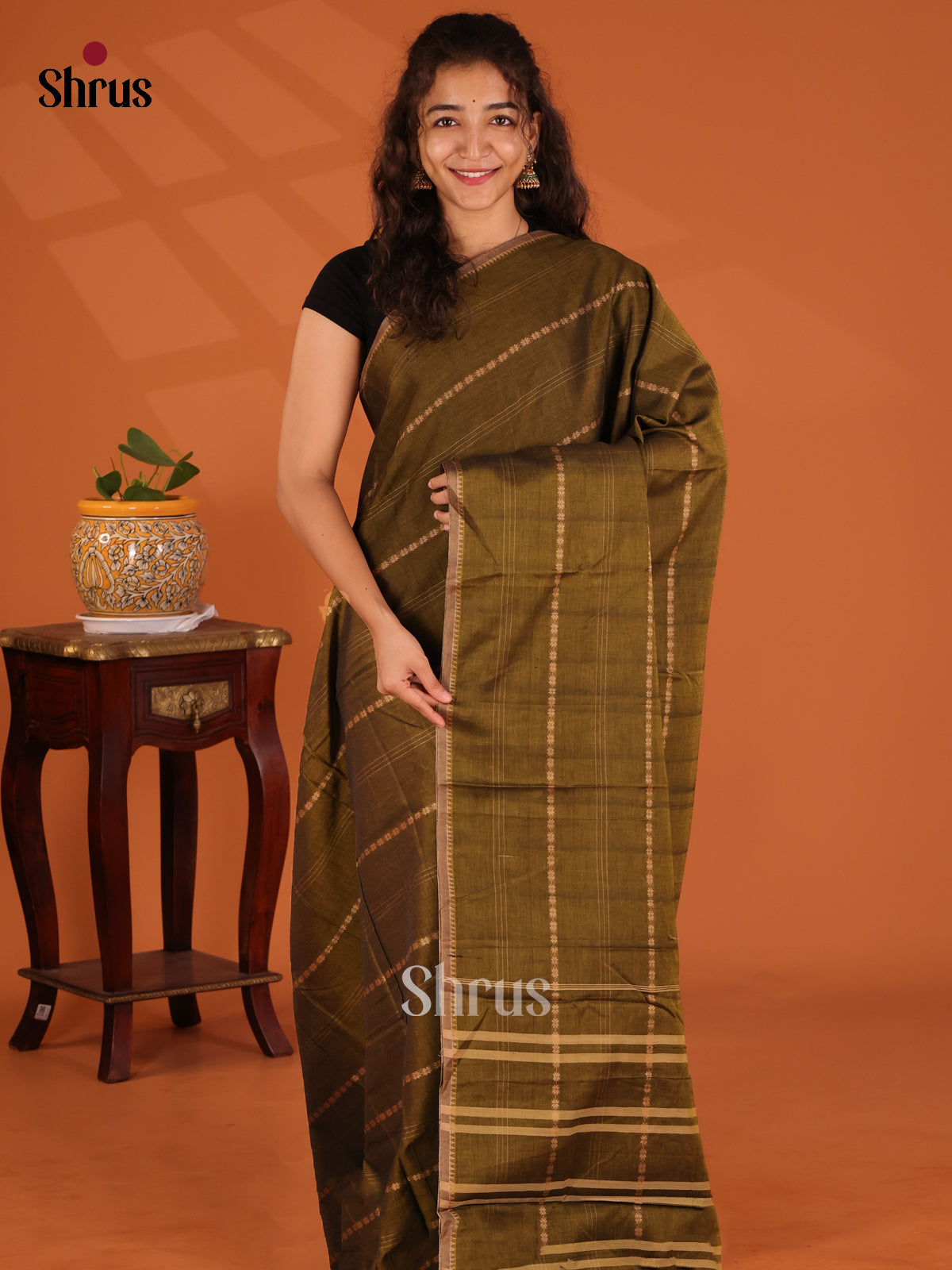 Mehandi Green - Narayanpet Cotton Saree - Shop on Shrus.com