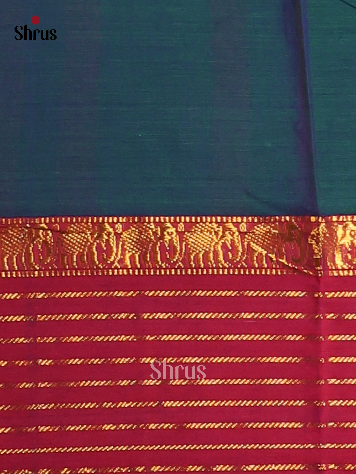 Peacock Blue with Maroon- Narayanpet Cotton Saree - Shop on Shrus.com