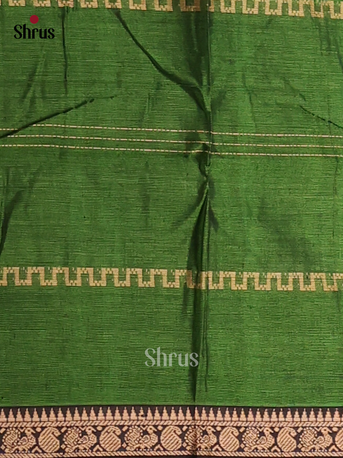 Green with Black - Narayanpet Cotton Saree - Shop on Shrus.com