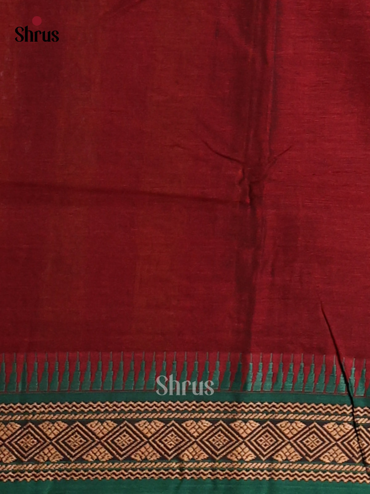 Maroon with Green - Narayanpet Cotton Saree - Shop on Shrus.com