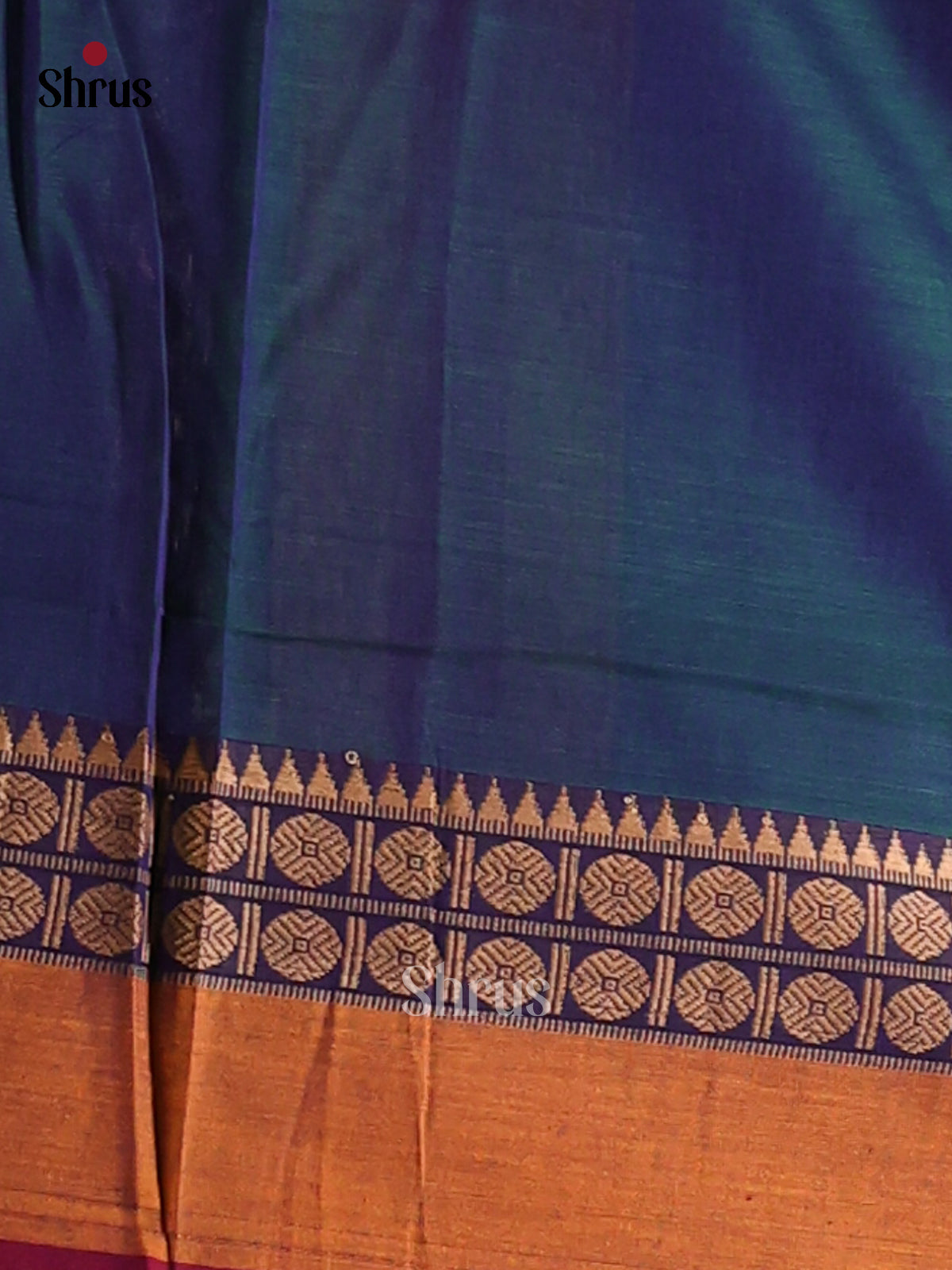 Peacock Blue with Maroon - Narayanpet Cotton Saree - Shop on Shrus.com