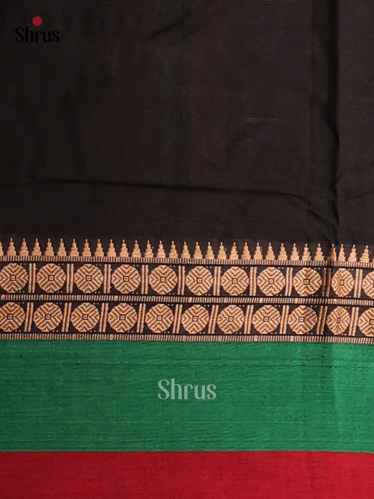 Black with Green - Narayanpet Cotton Saree - Shop on Shrus.com