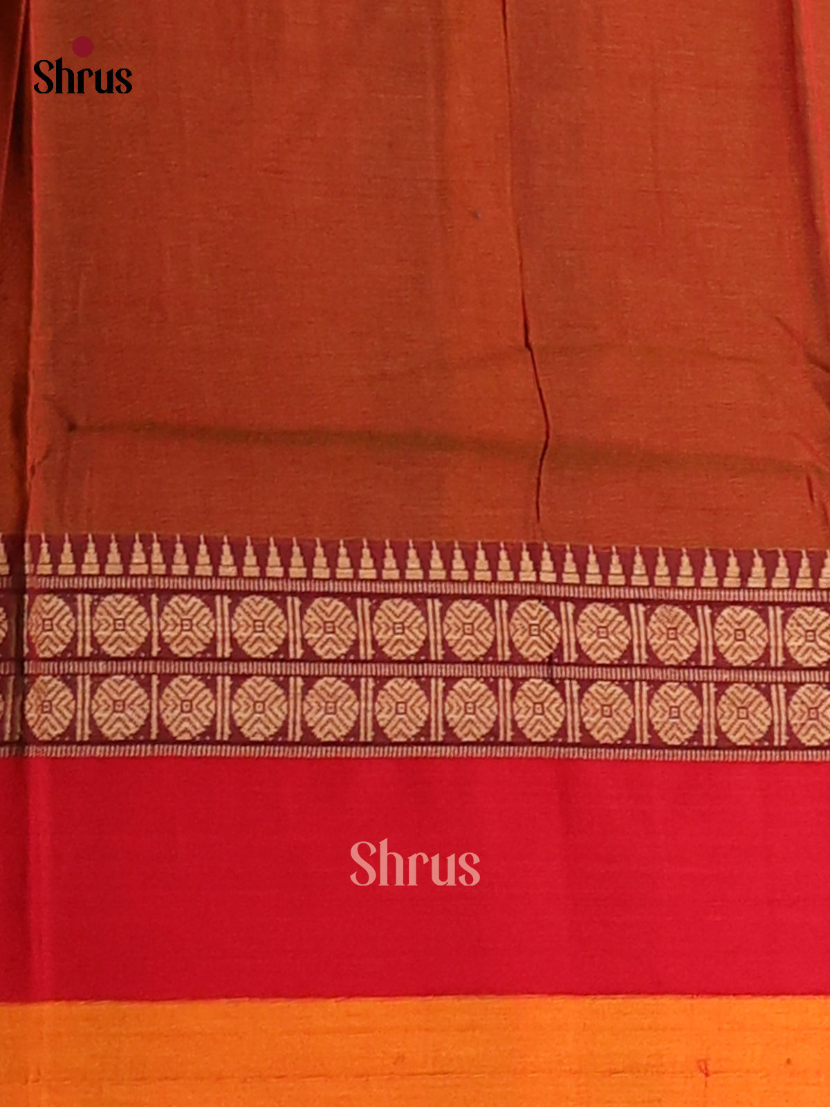 Brown with Red - Narayanpet Cotton Saree - Shop on Shrus.com