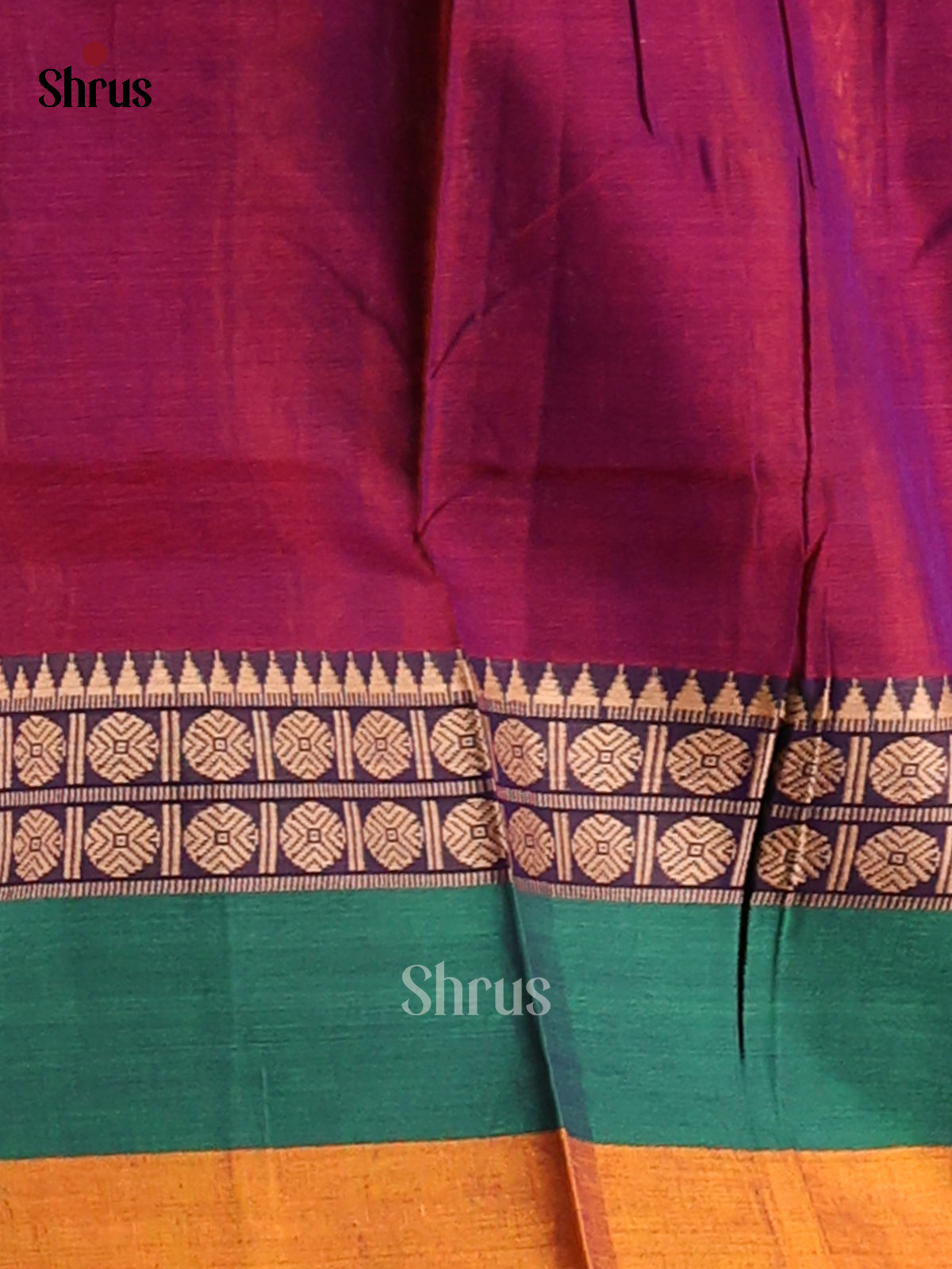 Purple with Green - Narayanpet Cotton Saree - Shop on Shrus.com