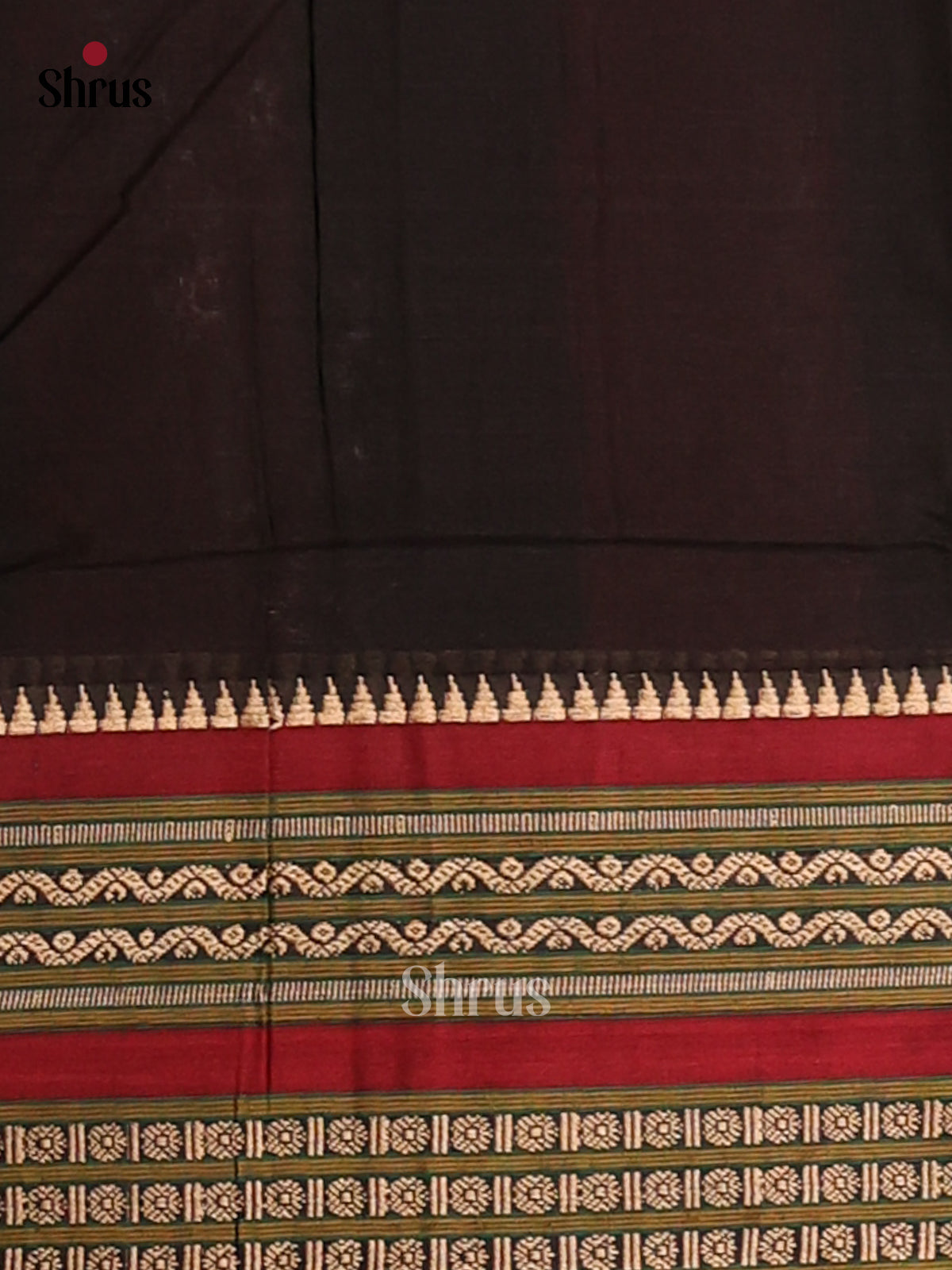 Black with Maroon - Narayanpet Cotton Saree - Shop on Shrus.com