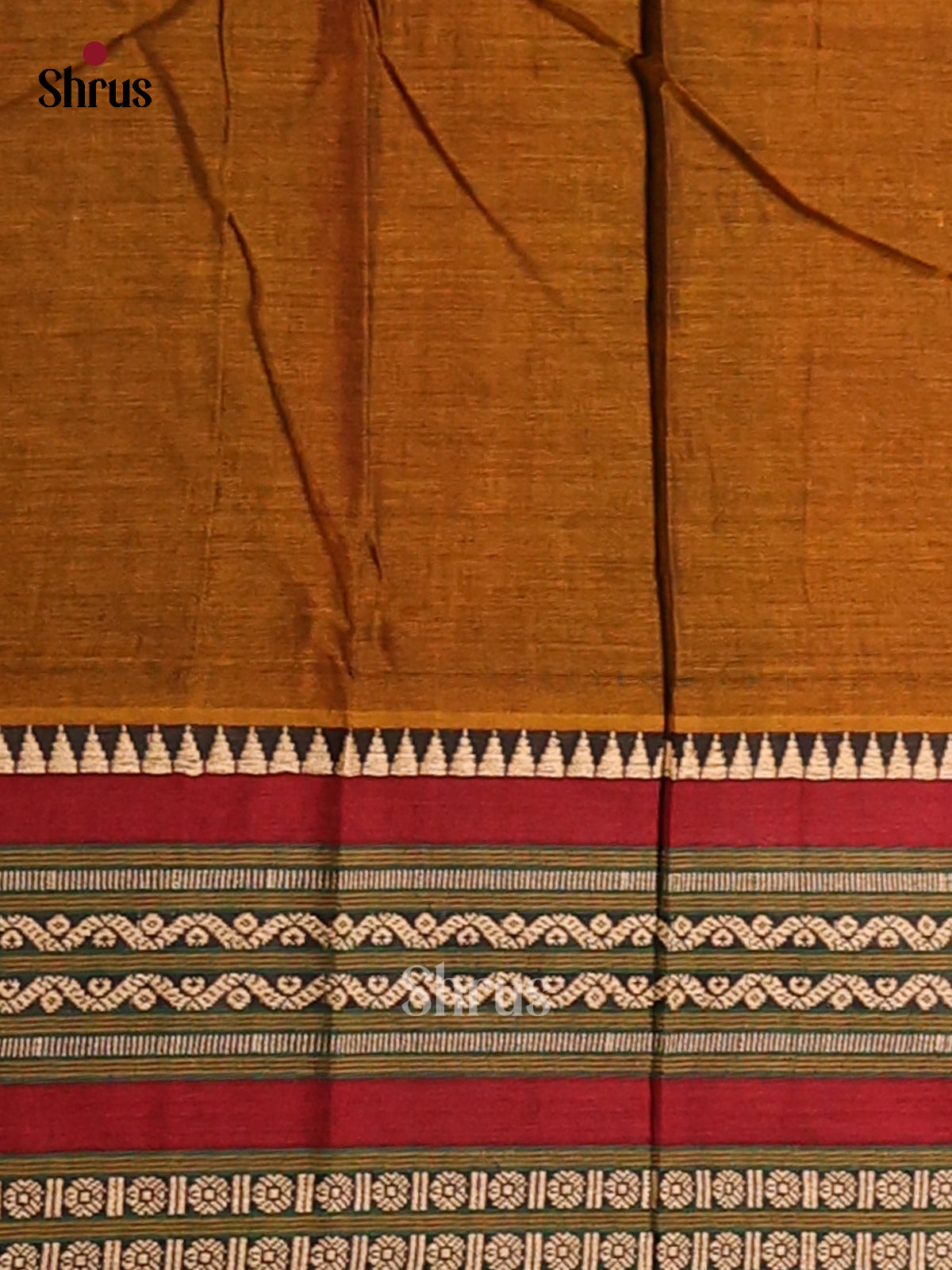 Mustard with Maroon - Narayanpet Cotton Saree - Shop on Shrus.com