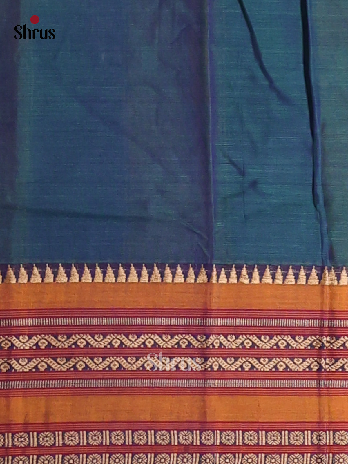 Blue with Mustard - Narayanpet Cotton Saree - Shop on Shrus.com