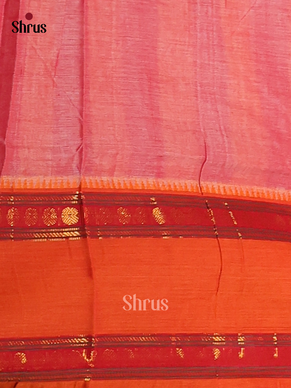 Pink with Orange - Narayanpet Cotton Saree - Shop on Shrus.com
