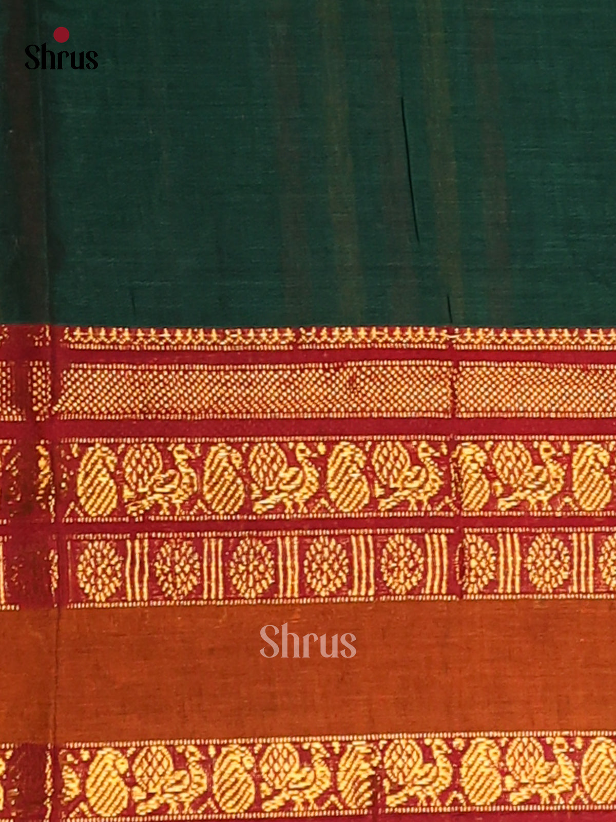 Green with Maroon - Narayanpet Cotton Saree - Shop on Shrus.com
