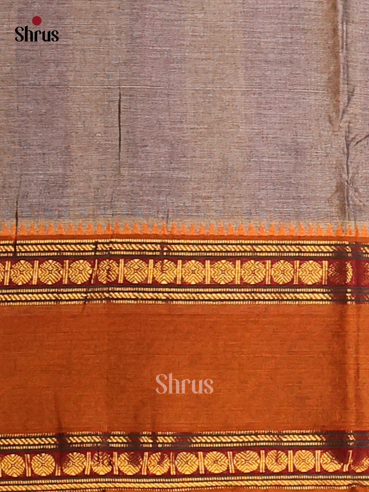Grey with Mustard - Narayanpet Cotton Saree - Shop on Shrus.com