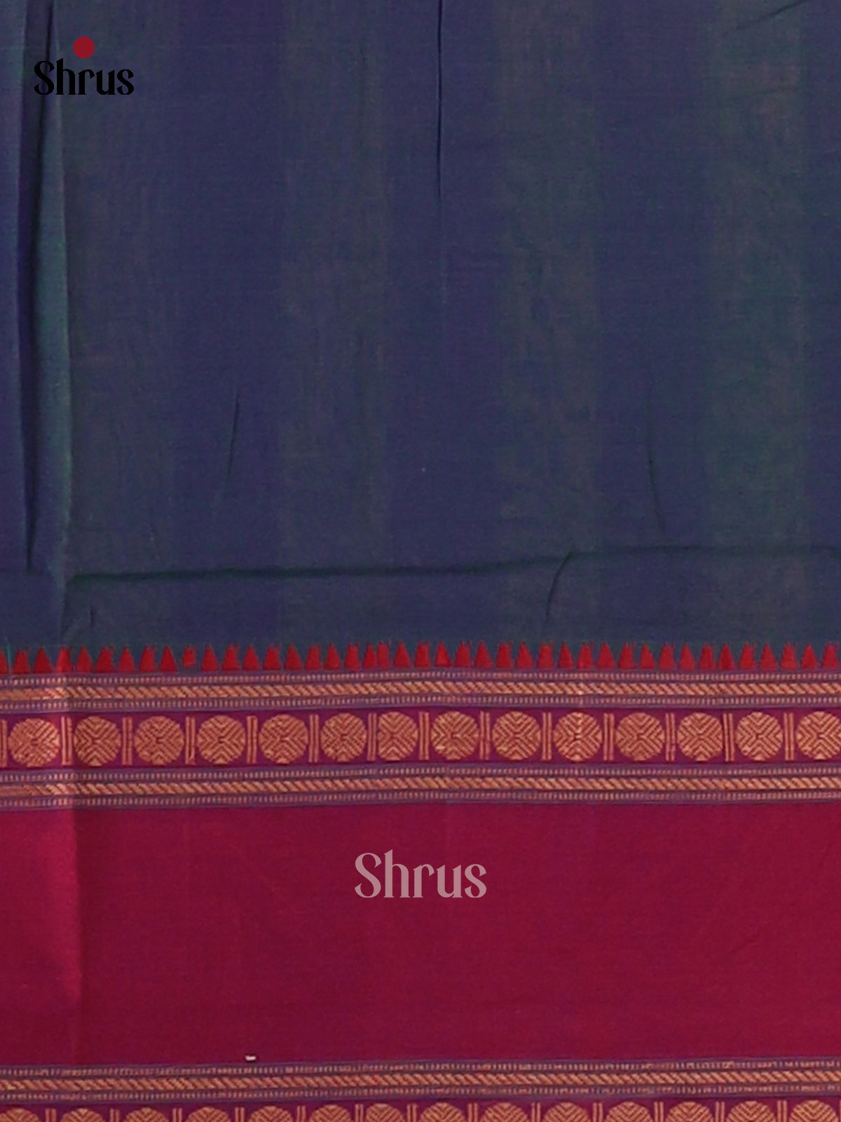 Peacock Blue with Maroon - Narayanpet Cotton Saree - Shop on Shrus.com
