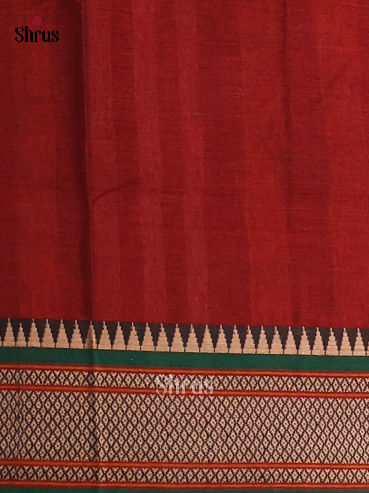 Maroon with Green - Narayanpet Cotton Saree - Shop on Shrus.com