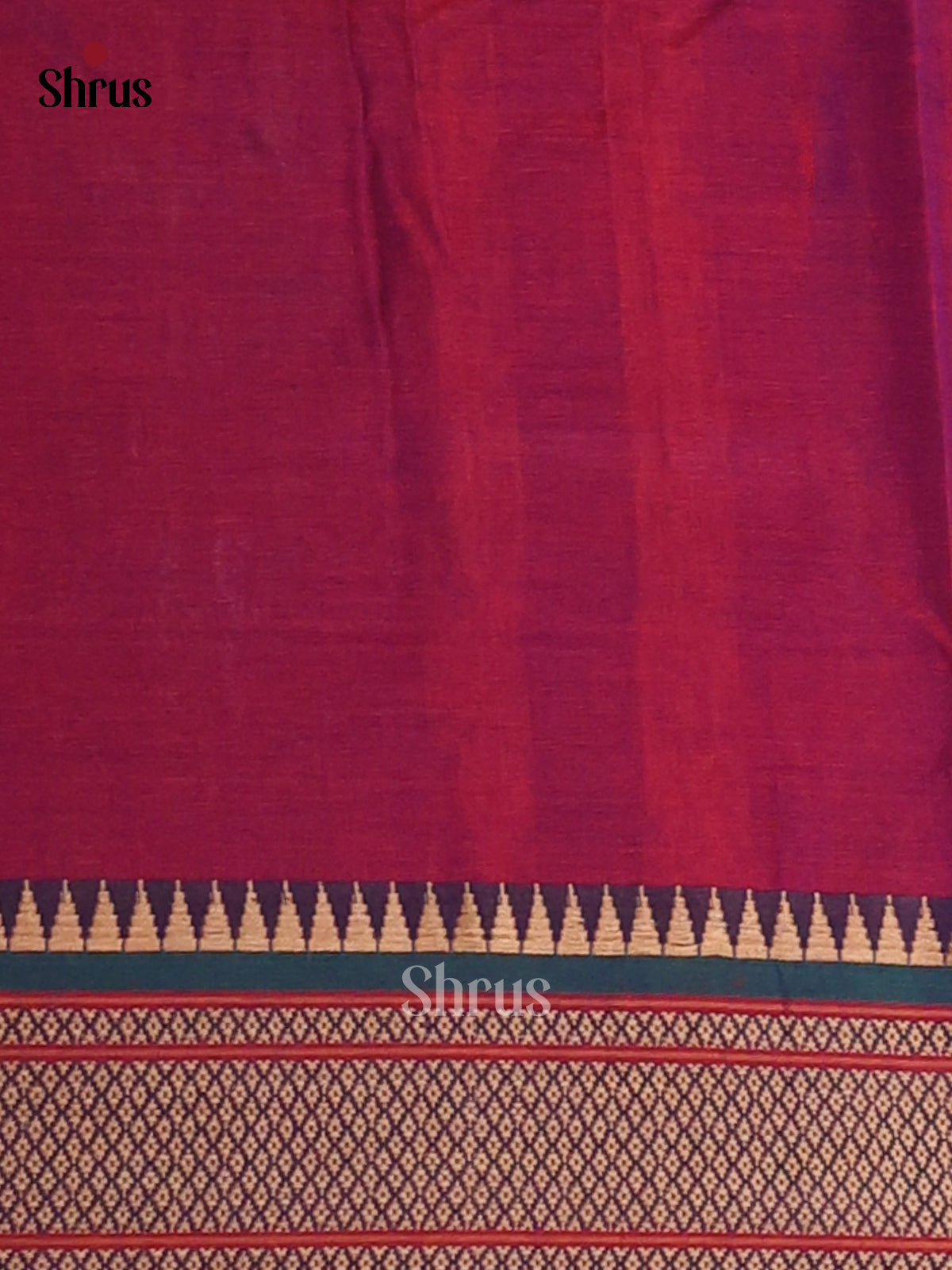 Purple with Green- Narayanpet Cotton Saree - Shop on Shrus.com