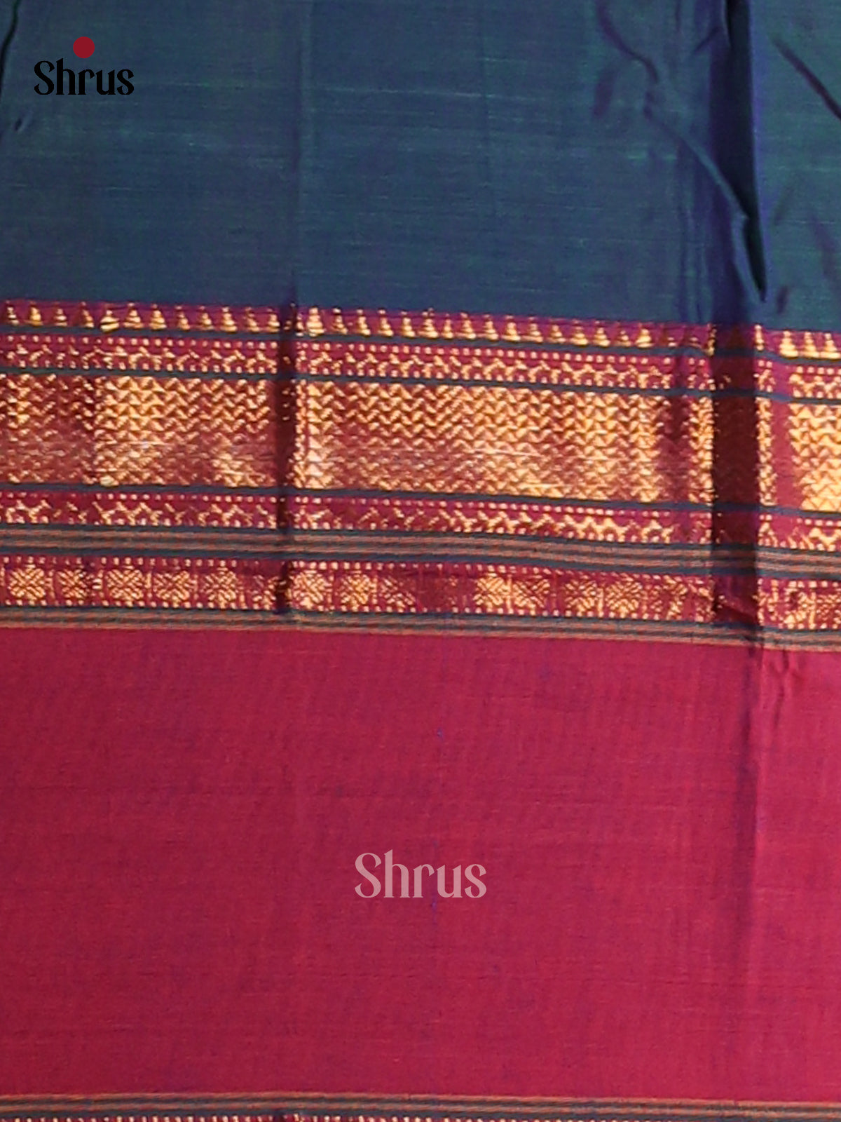 Peacock Blue with Maroon - Narayanpet Cotton Saree - Shop on Shrus.com