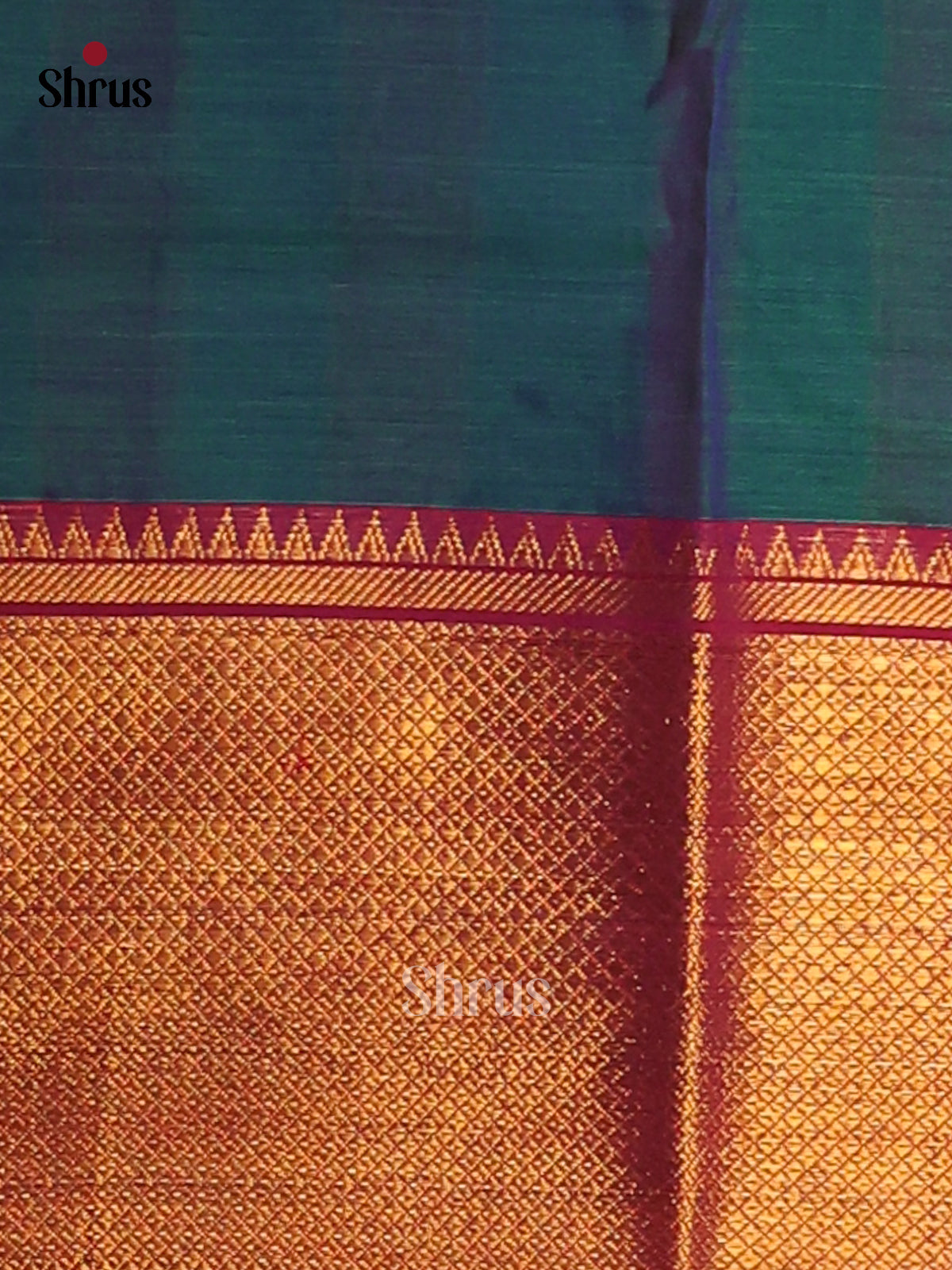 Peacock Green with Maroon - Narayanpet Cotton Saree - Shop on Shrus.com