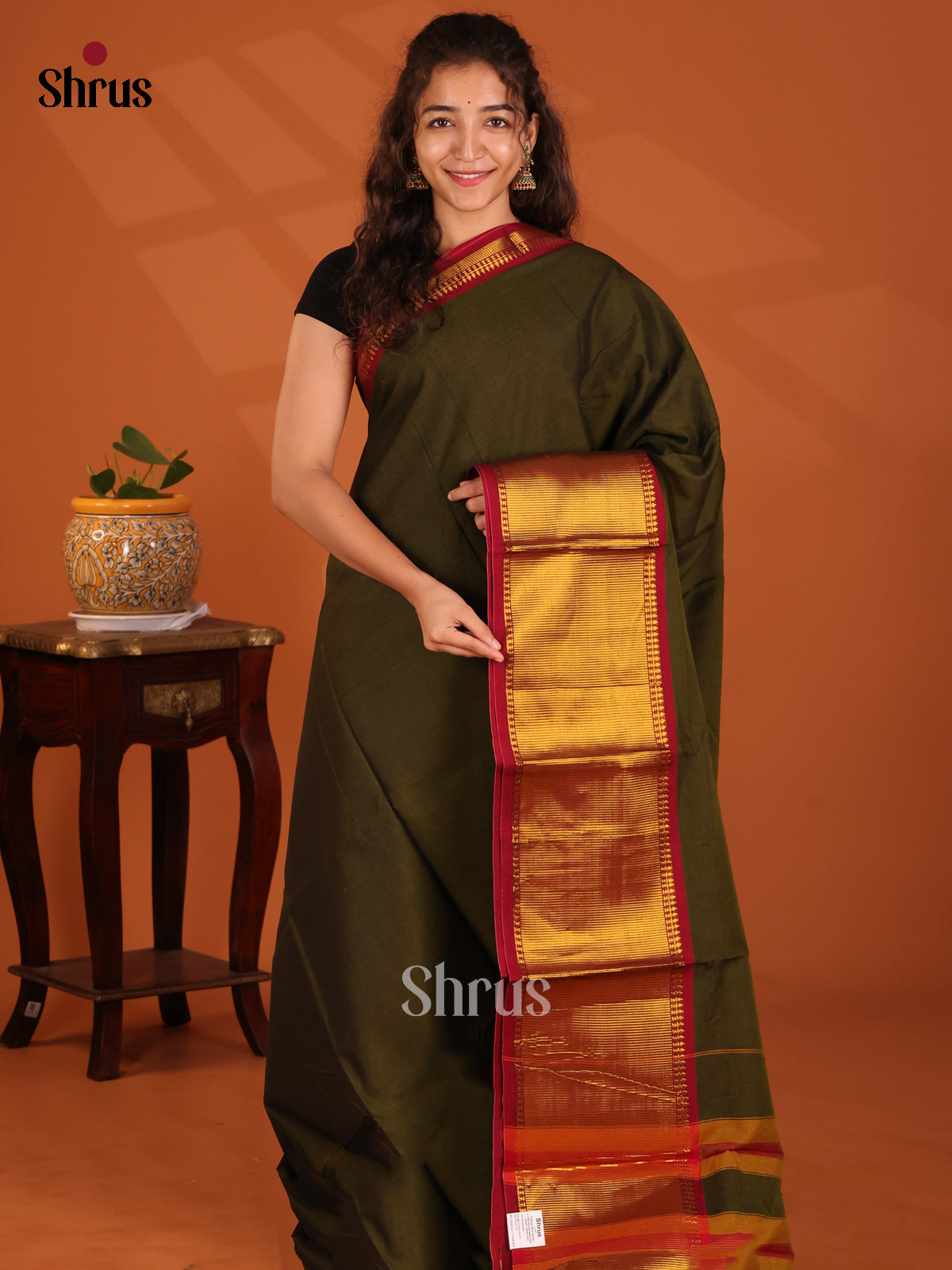 Mehandi green - Narayanpet Cotton Saree - Shop on Shrus.com