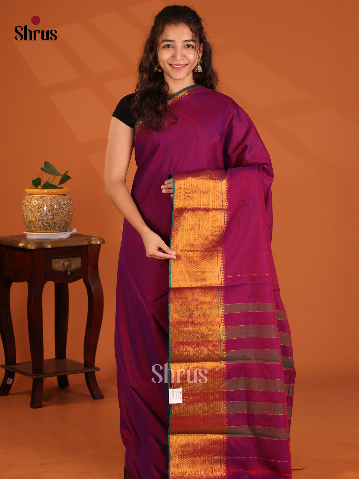 Purple - Narayanpet Cotton Saree - Shop on Shrus.com