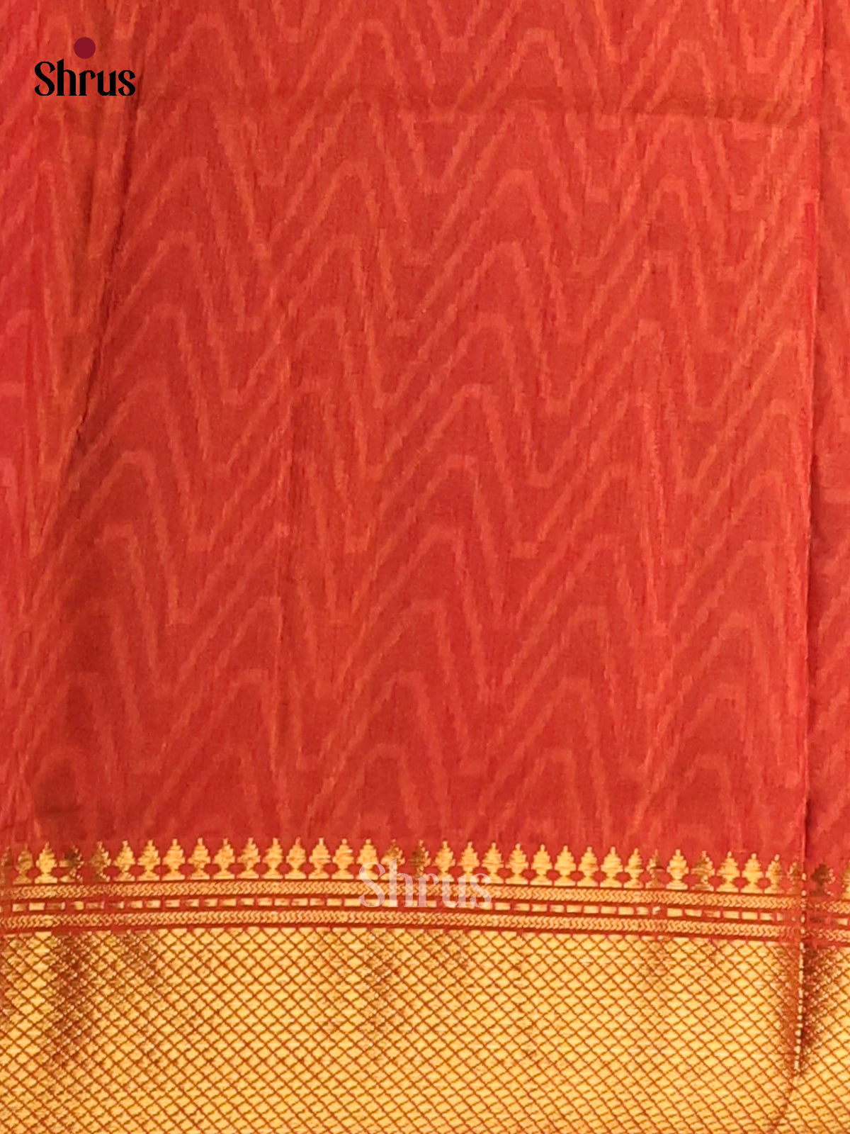Orange with Brick - Semi Patola Saree - Shop on Shrus.com
