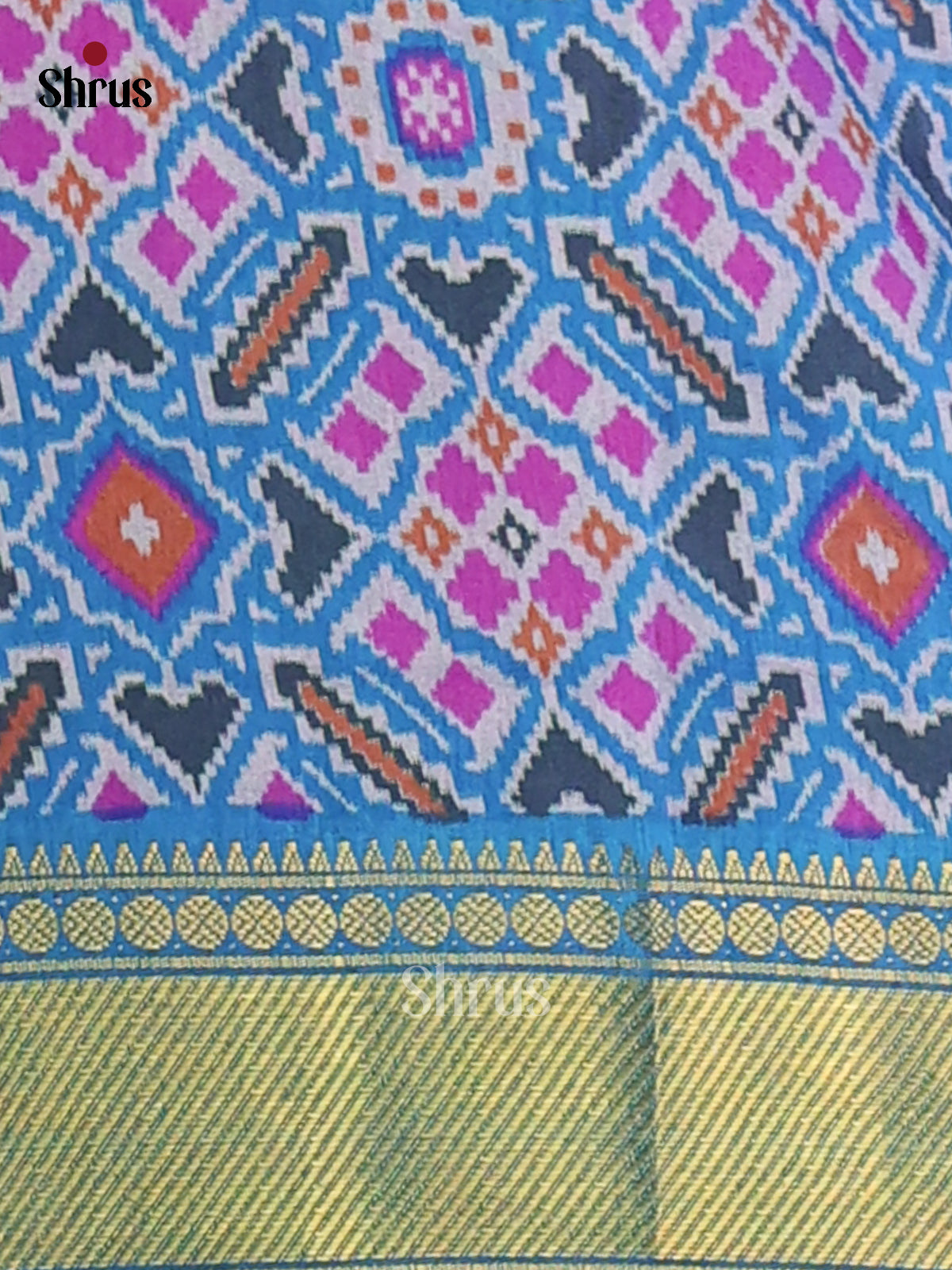 Midnight Blue with Blue- Semi Patola Saree - Shop on Shrus.com