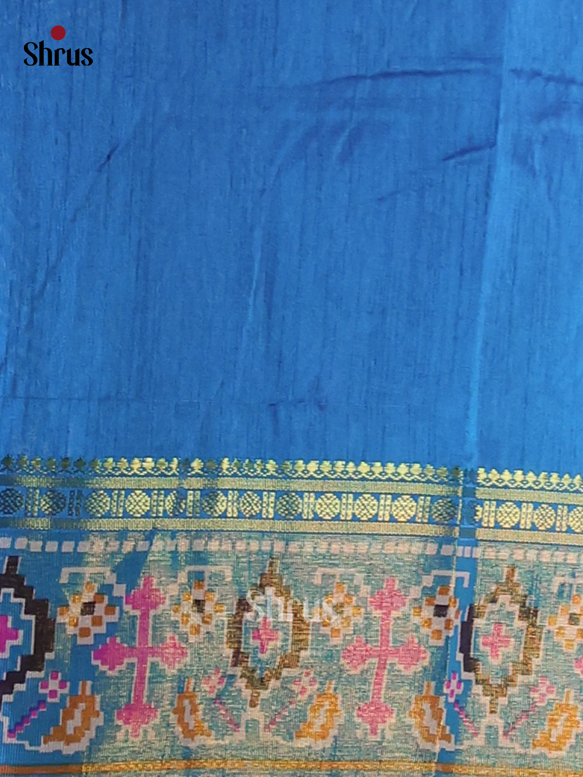 Blue & Teal- Semi Patola Saree - Shop on Shrus.com
