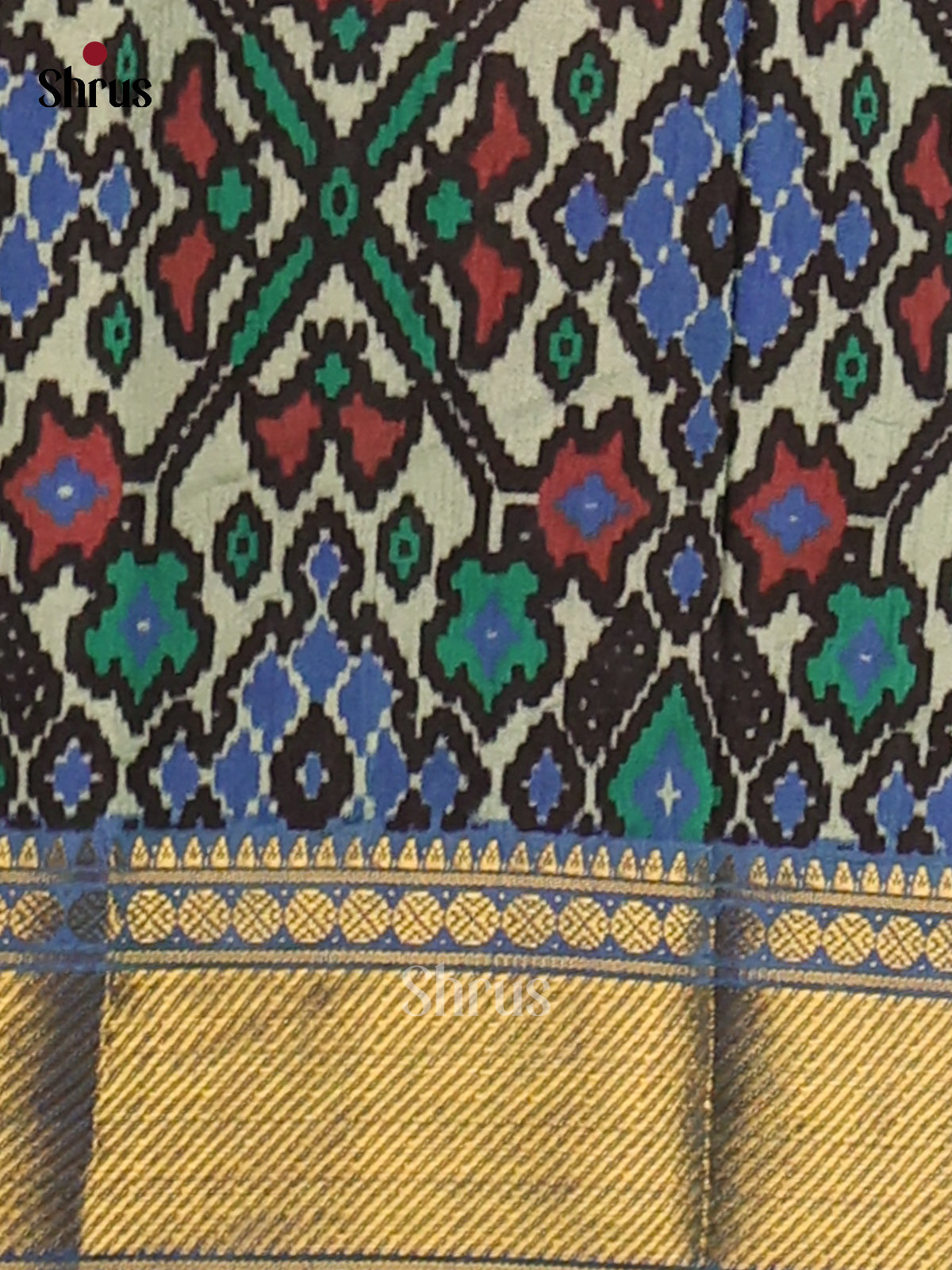 Green with Blue- Semi Patola Saree - Shop on Shrus.com