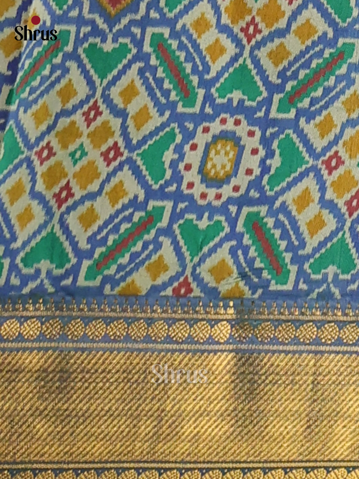 Green with Blue - Semi Patola Saree - Shop on Shrus.com