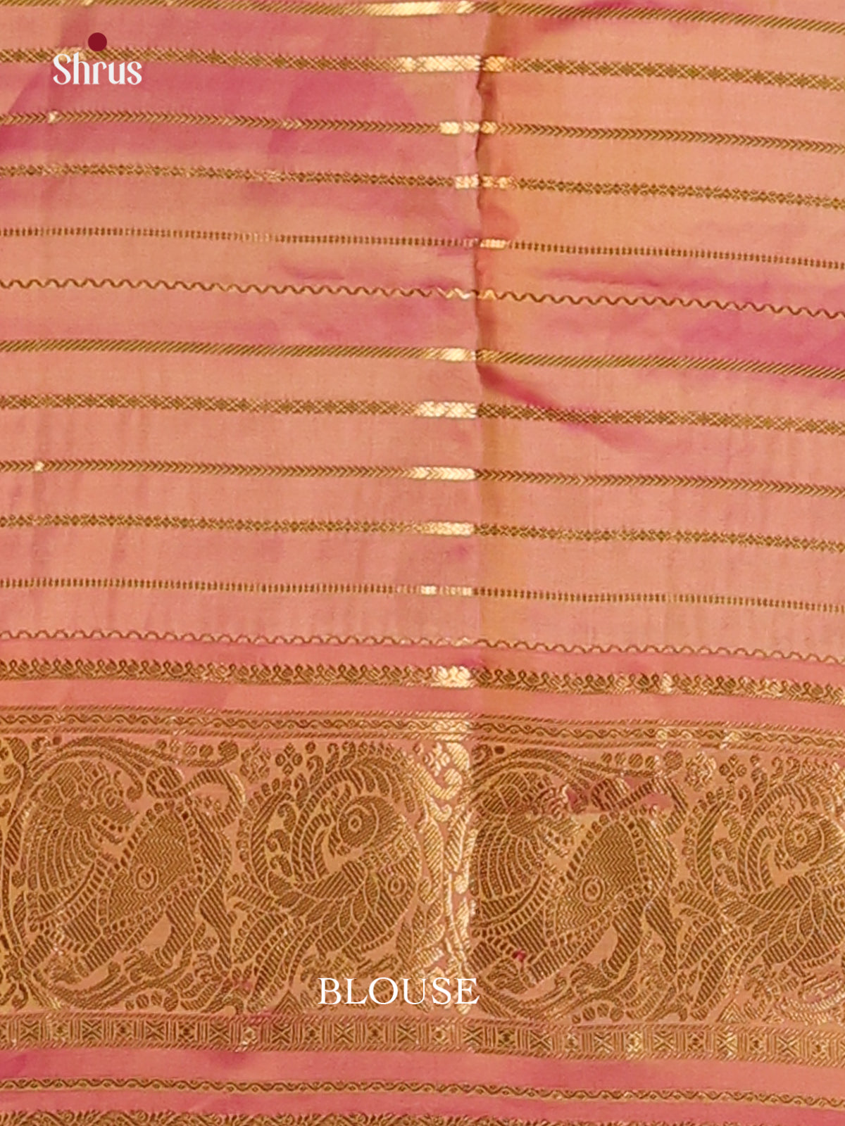 Pista Green & Orangish Pink - Kanchipuram-halfpure Saree - Shop on Shrus.com