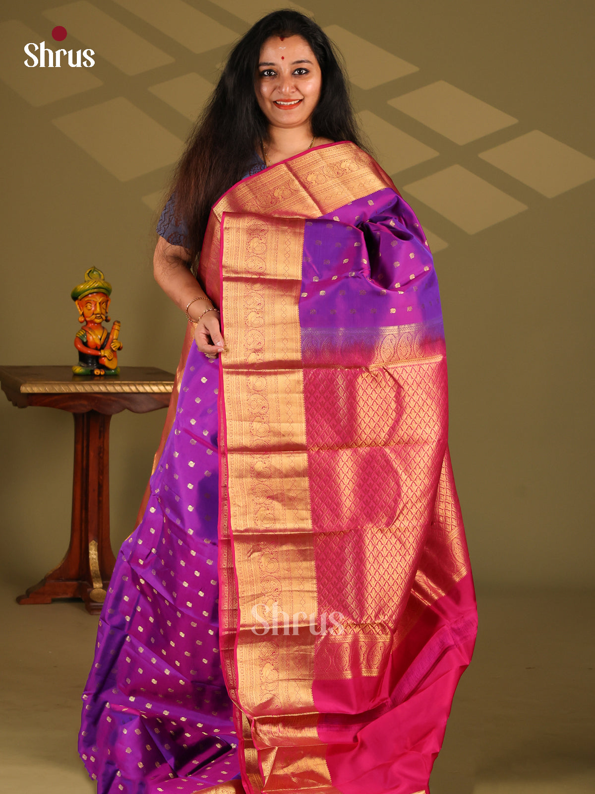 Violet & Purple - Kanchipuram-halfpure Saree - Shop on Shrus.com