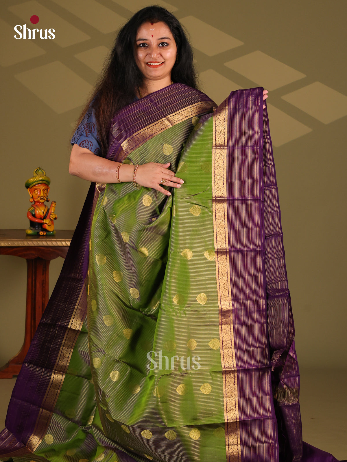 Green & Violet - Kanchipuram-halfpure Saree - Shop on Shrus.com