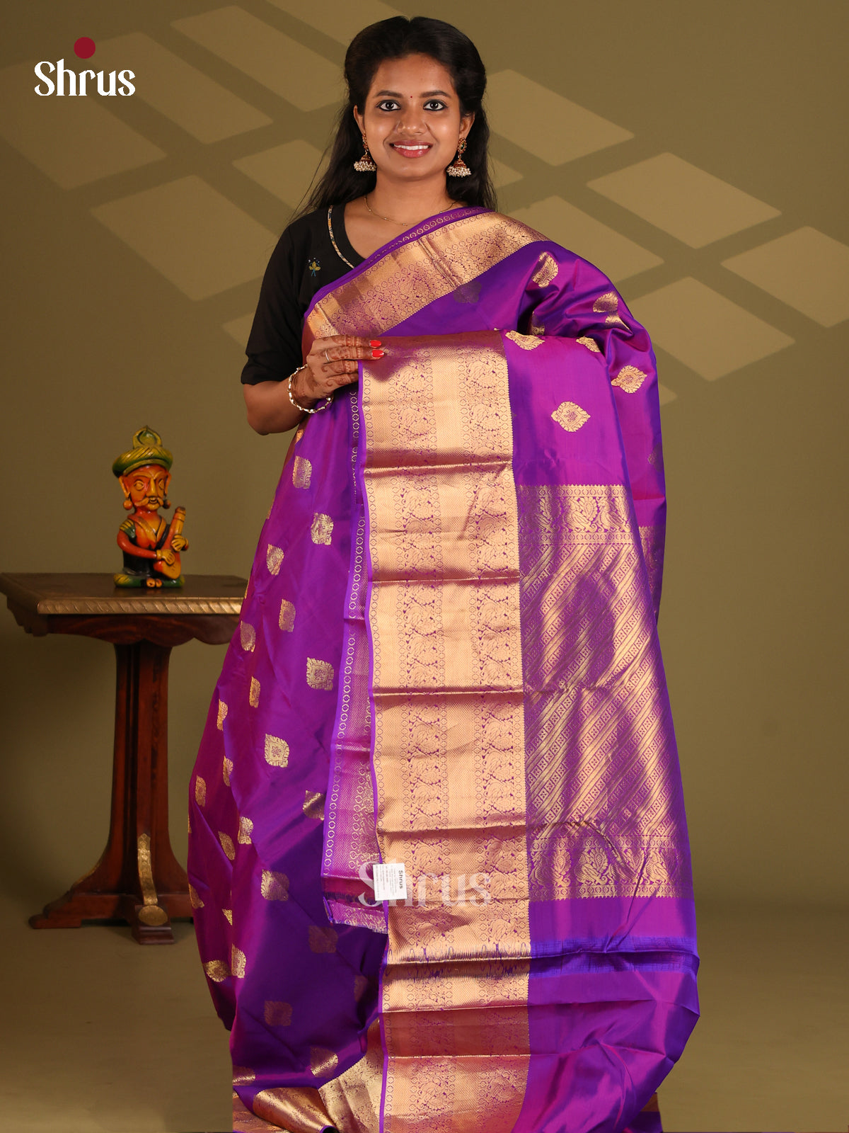 Violet(Single Tone) - Kanchipuram-halfpure Saree - Shop on Shrus.com