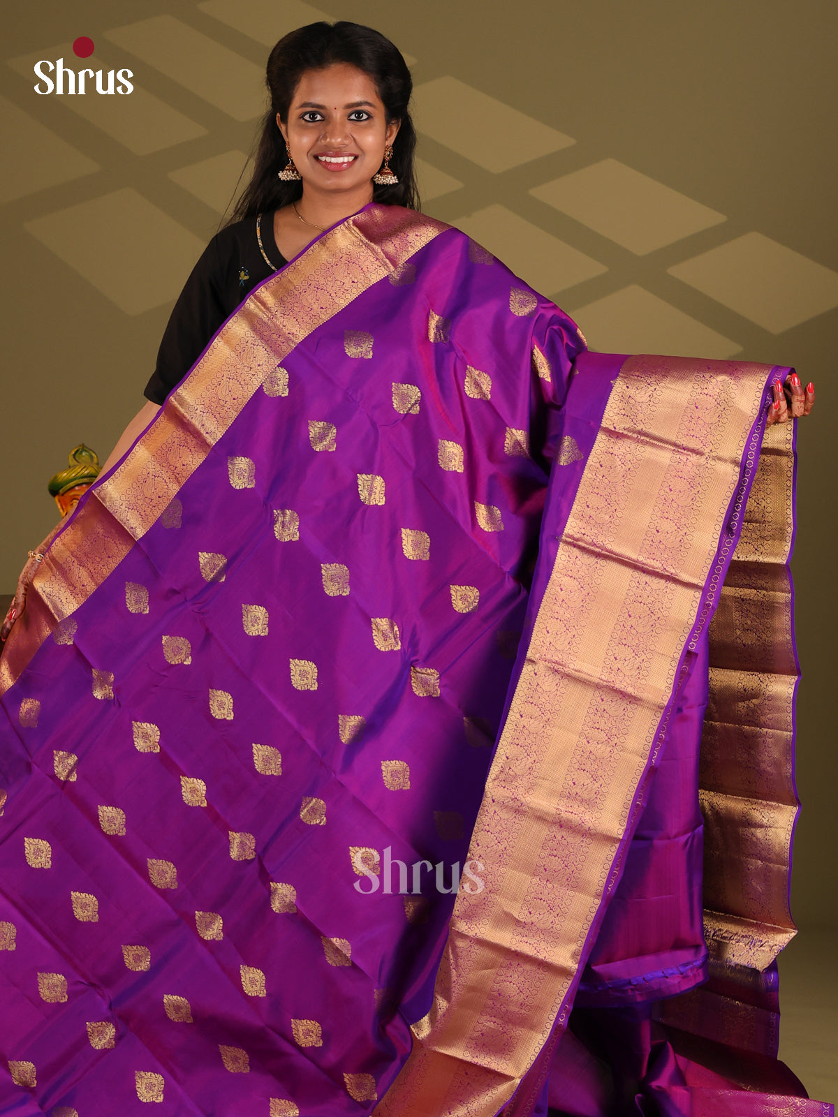 Violet(Single Tone) - Kanchipuram-halfpure Saree - Shop on Shrus.com