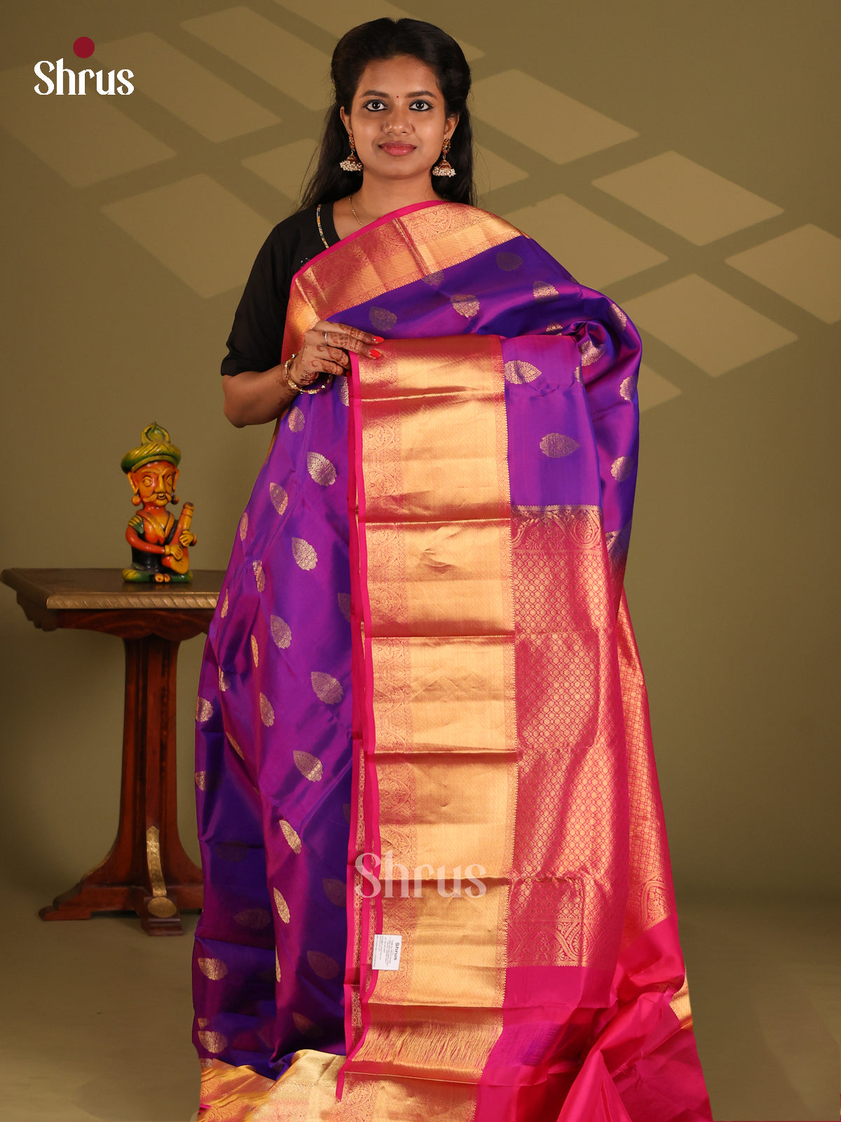 Violet & Pink - Kanchipuram-halfpure Saree - Shop on Shrus.com