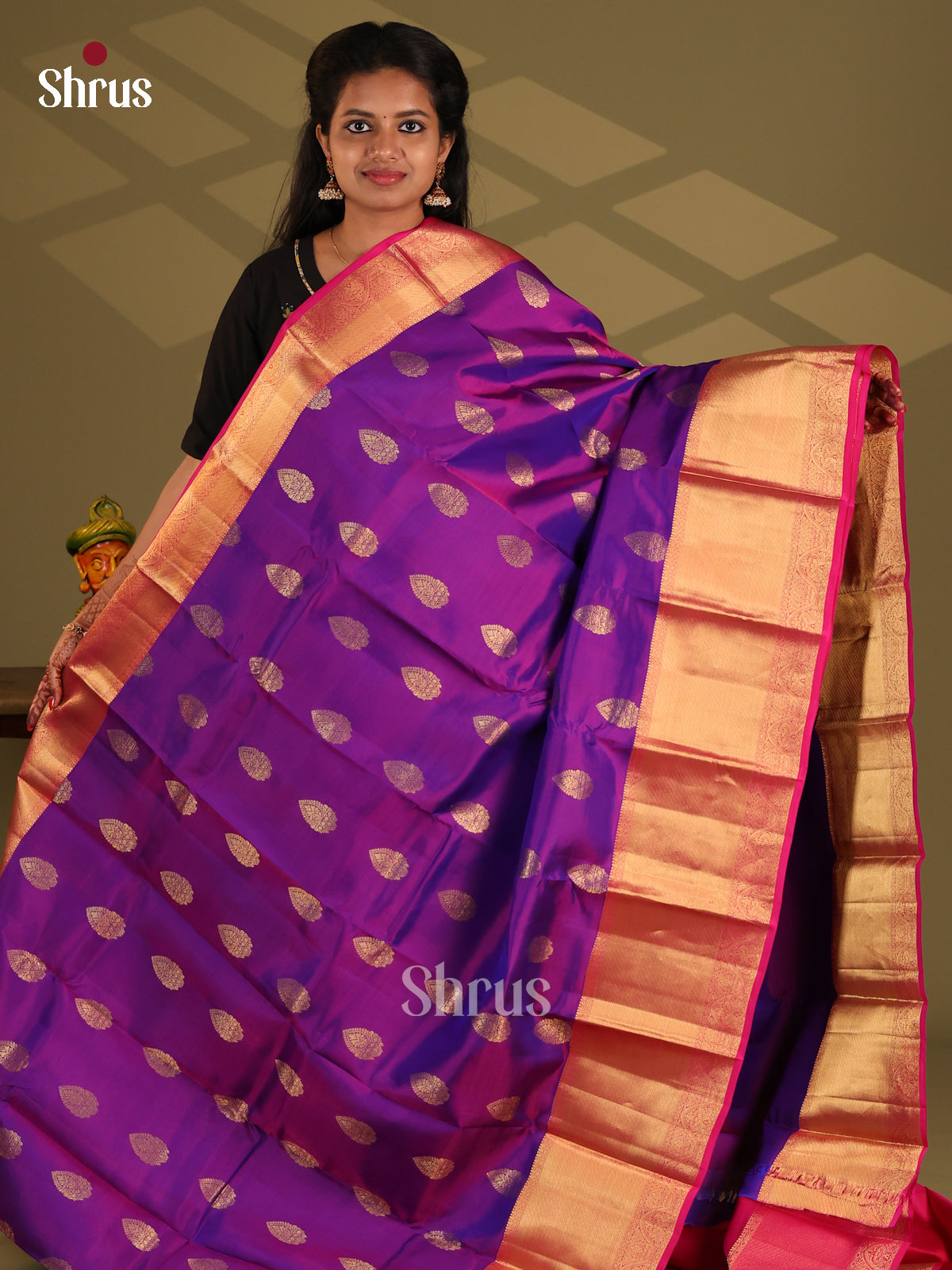 Violet & Pink - Kanchipuram-halfpure Saree - Shop on Shrus.com