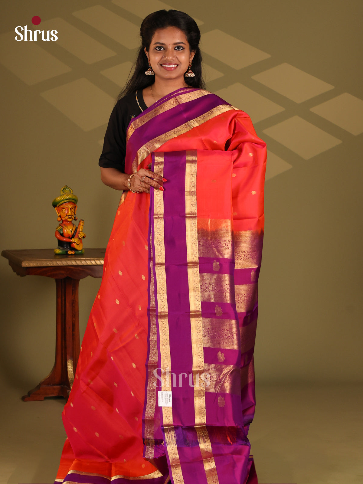 Red & Purple - Kanchipuram-halfpure Saree - Shop on Shrus.com