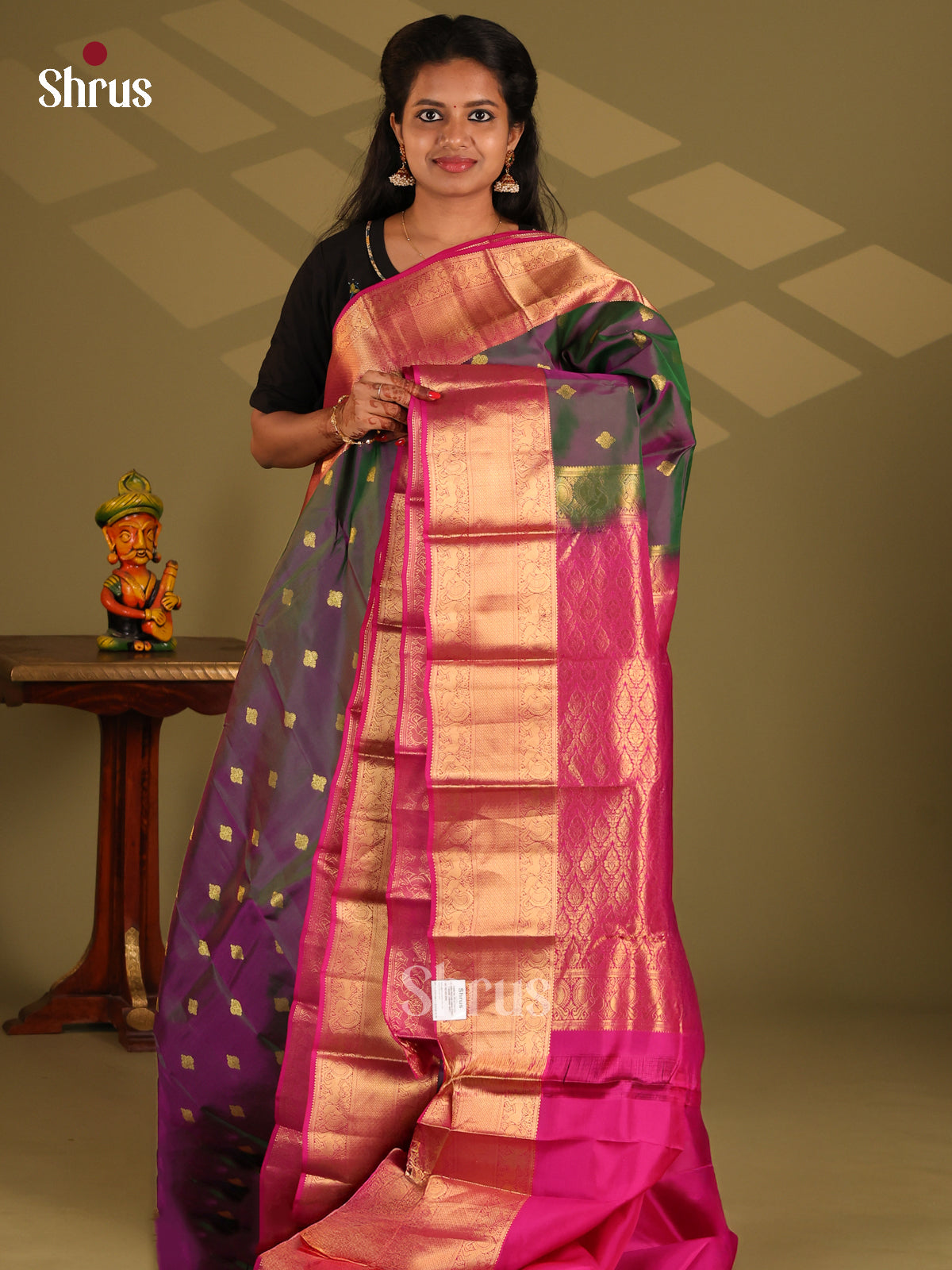 Double Shaded Purple & Pink - Kanchipuram-halfpure Saree - Shop on Shrus.com