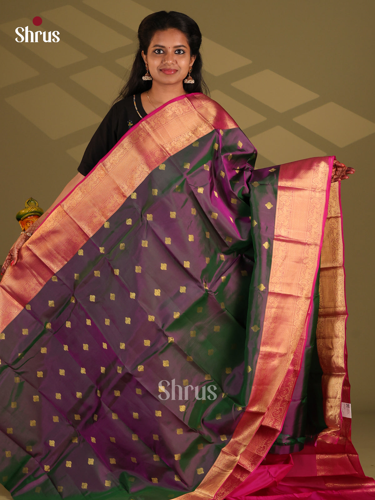 Double Shaded Purple & Pink - Kanchipuram-halfpure Saree - Shop on Shrus.com