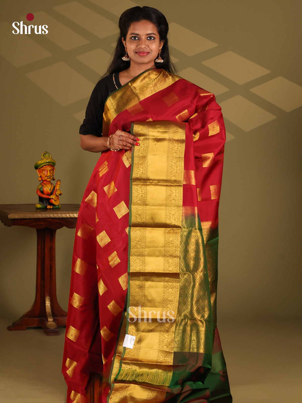 Red & Brown - Kanchipuram-halfpure Saree - Shop on Shrus.com