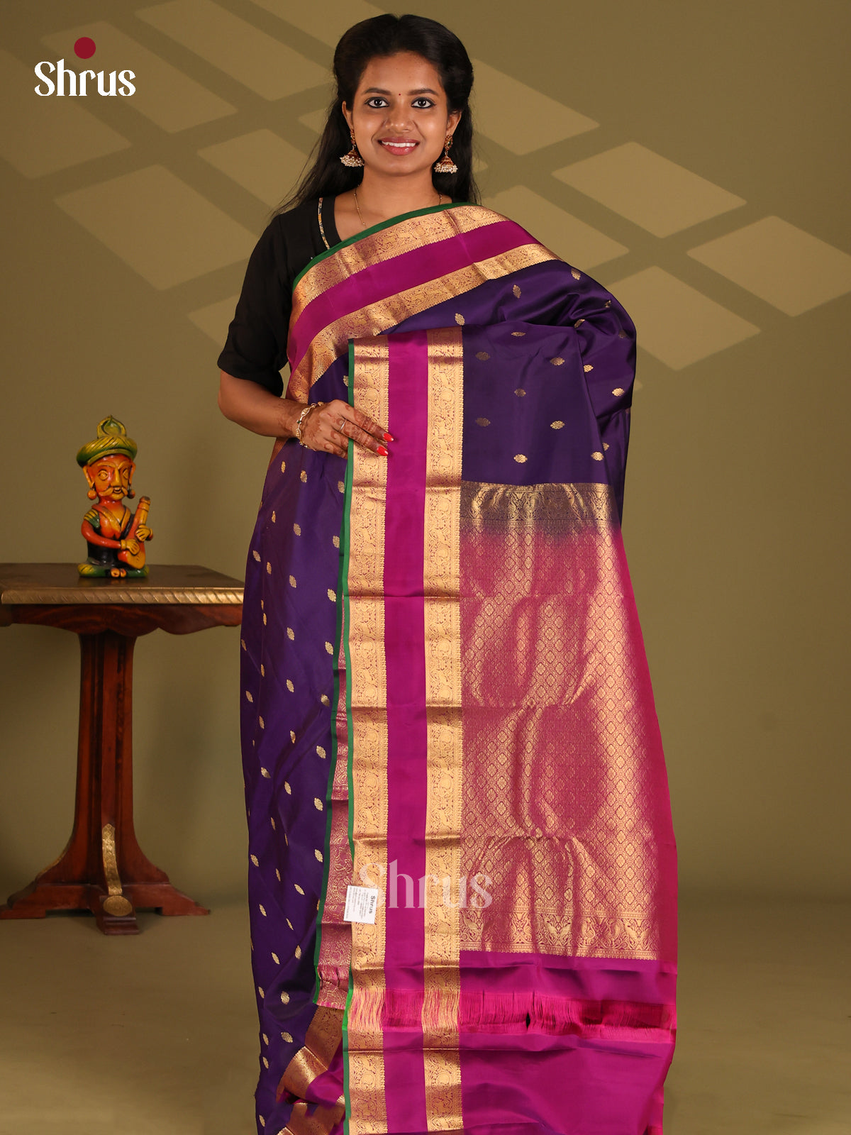 Violet & Purple - Kanchipuram-halfpure Saree - Shop on Shrus.com