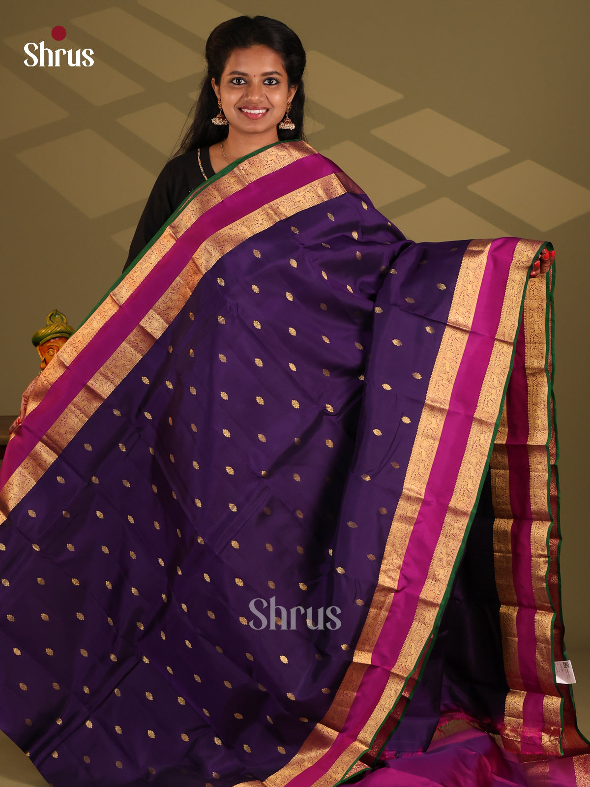 Violet & Purple - Kanchipuram-halfpure Saree - Shop on Shrus.com