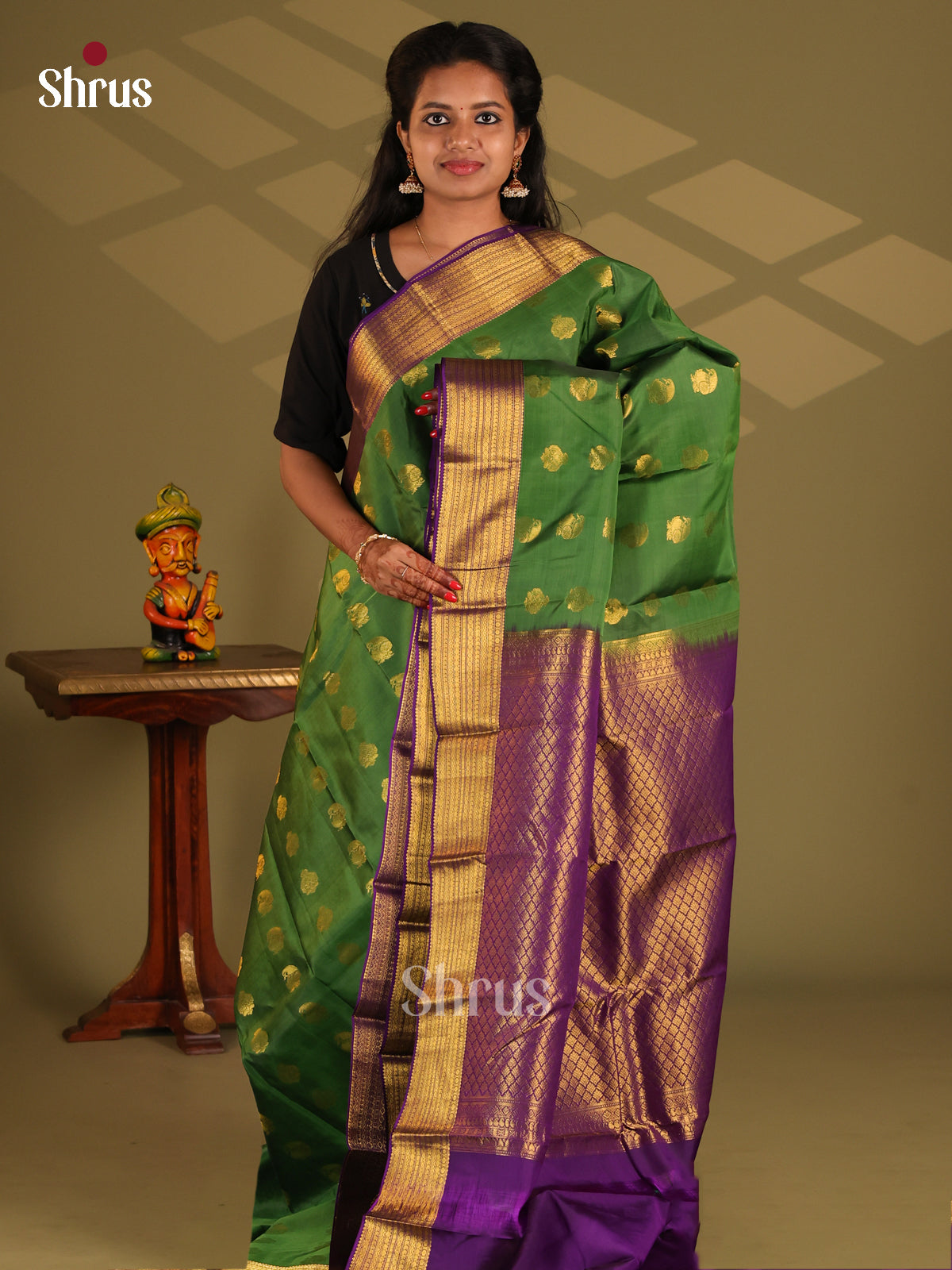 Green & Violet - Kanchipuram-halfpure Saree - Shop on Shrus.com