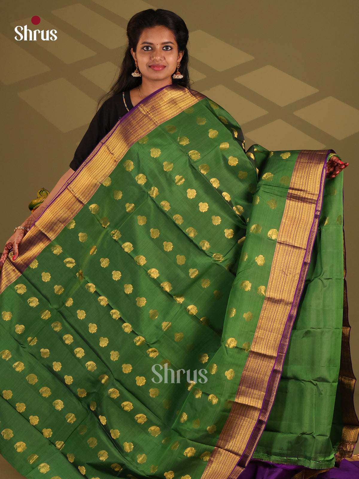 Green & Violet - Kanchipuram-halfpure Saree - Shop on Shrus.com