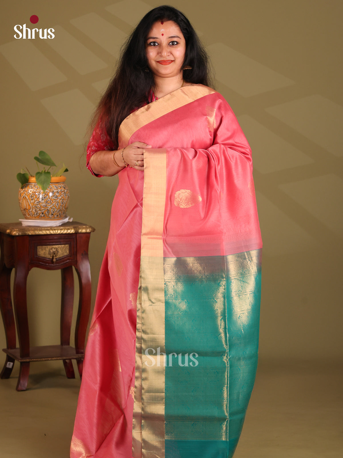 DES23277 - Silk Cotton Saree - Shop on Shrus.com