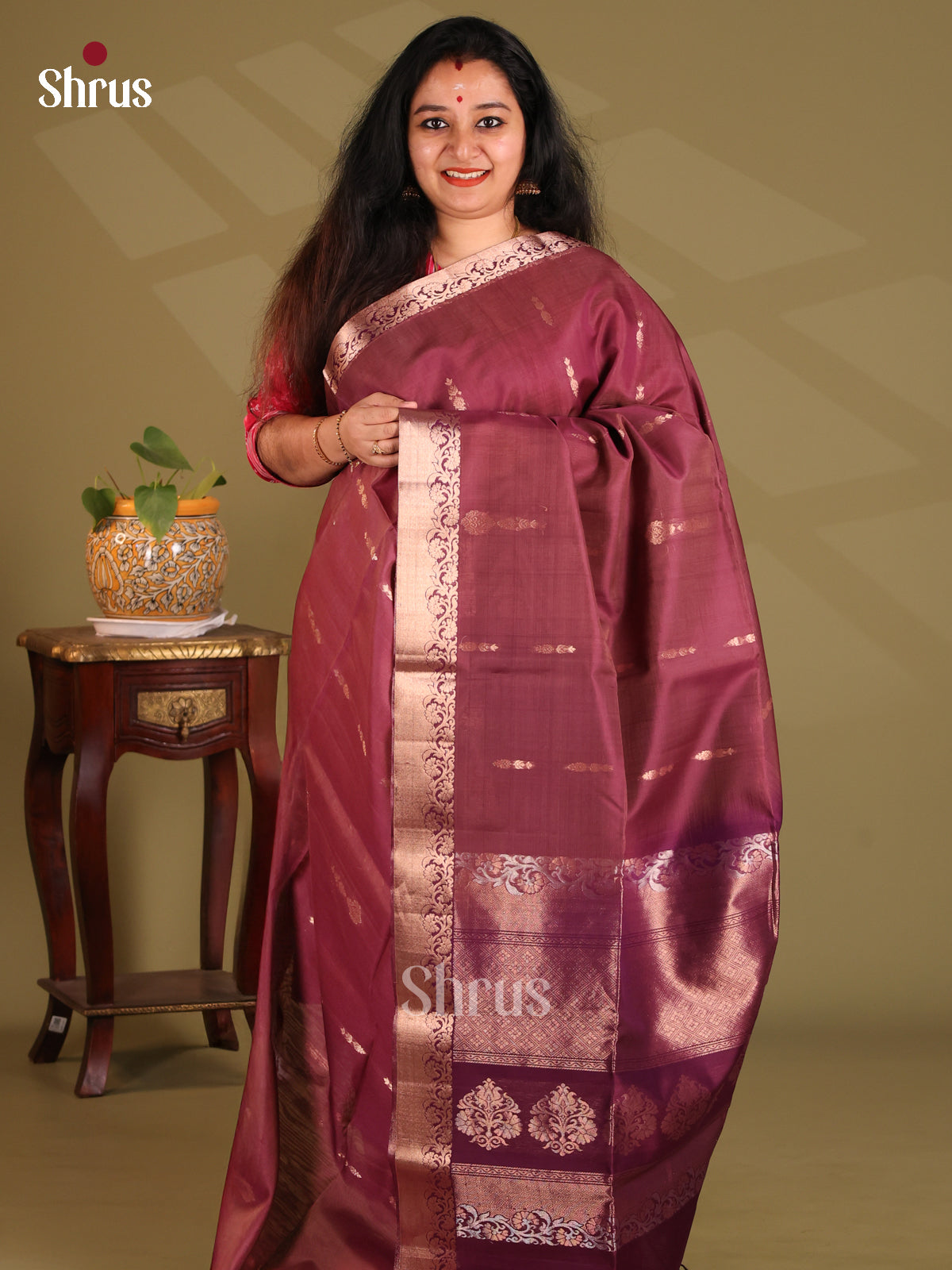 DES23340 - Silk Cotton Saree - Shop on Shrus.com