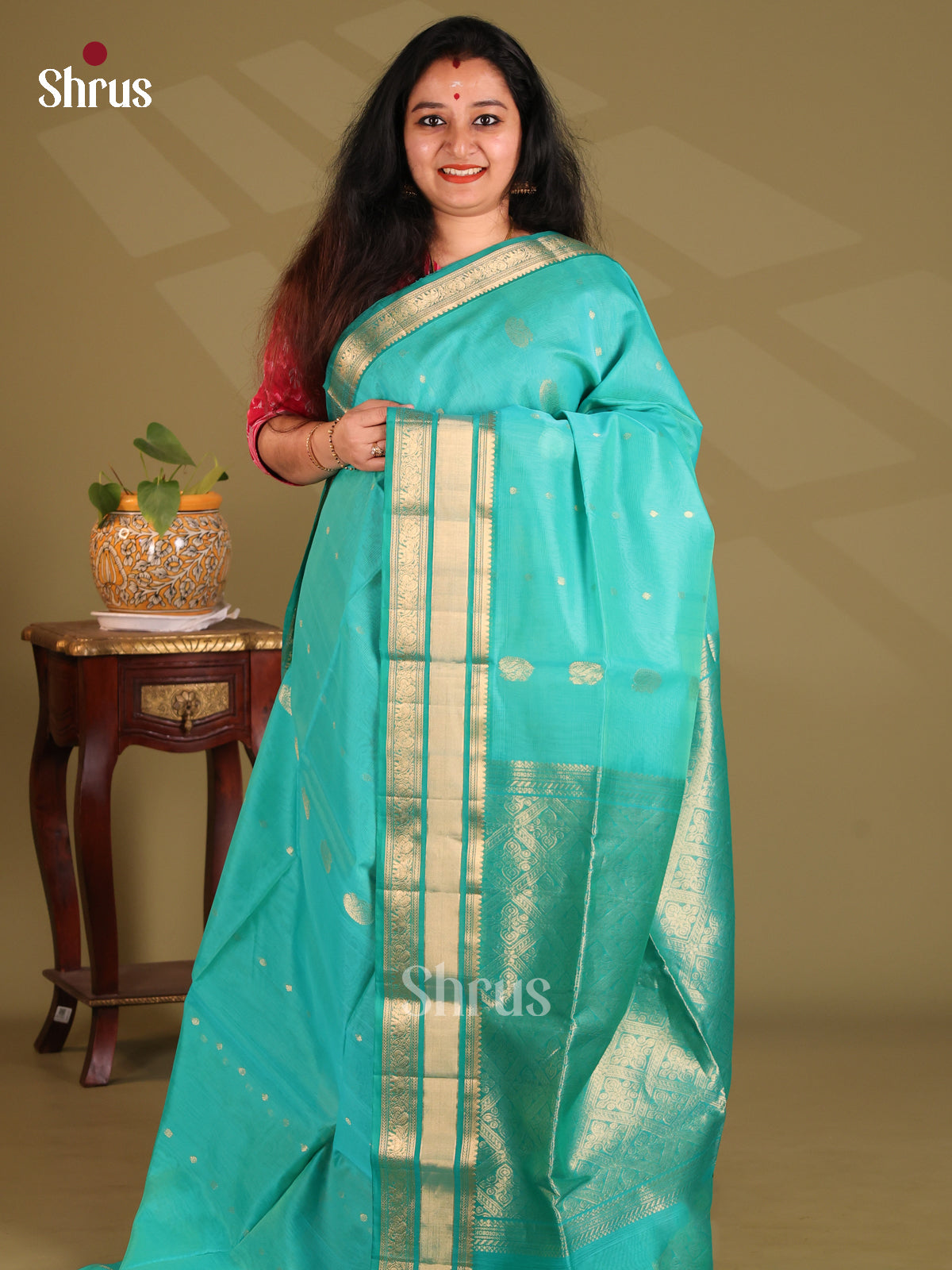 DES23350 - Silk Cotton Saree - Shop on Shrus.com
