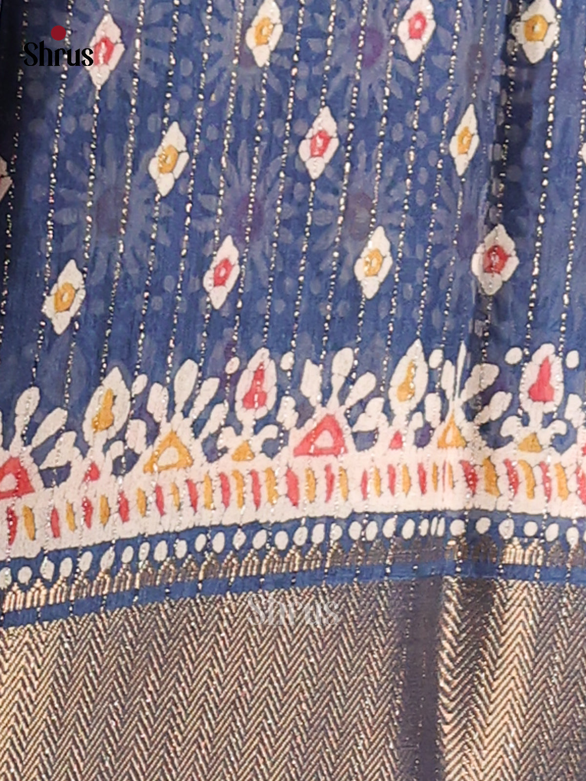 Blue - Semi Crepe Saree - Shop on Shrus.com