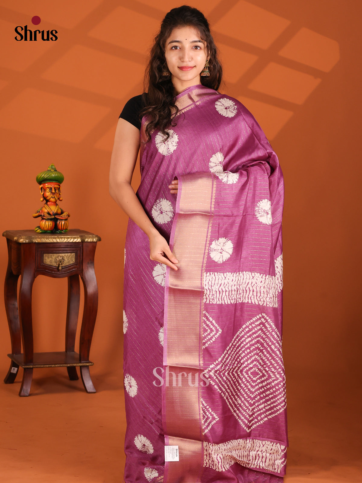 Purple - Semi Crepe Saree - Shop on Shrus.com
