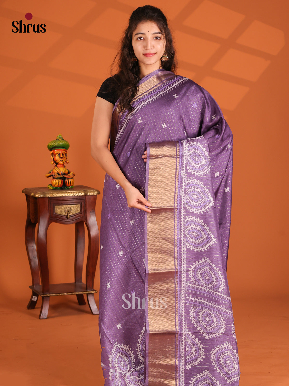 Lavender - Semi Crepe Saree - Shop on Shrus.com