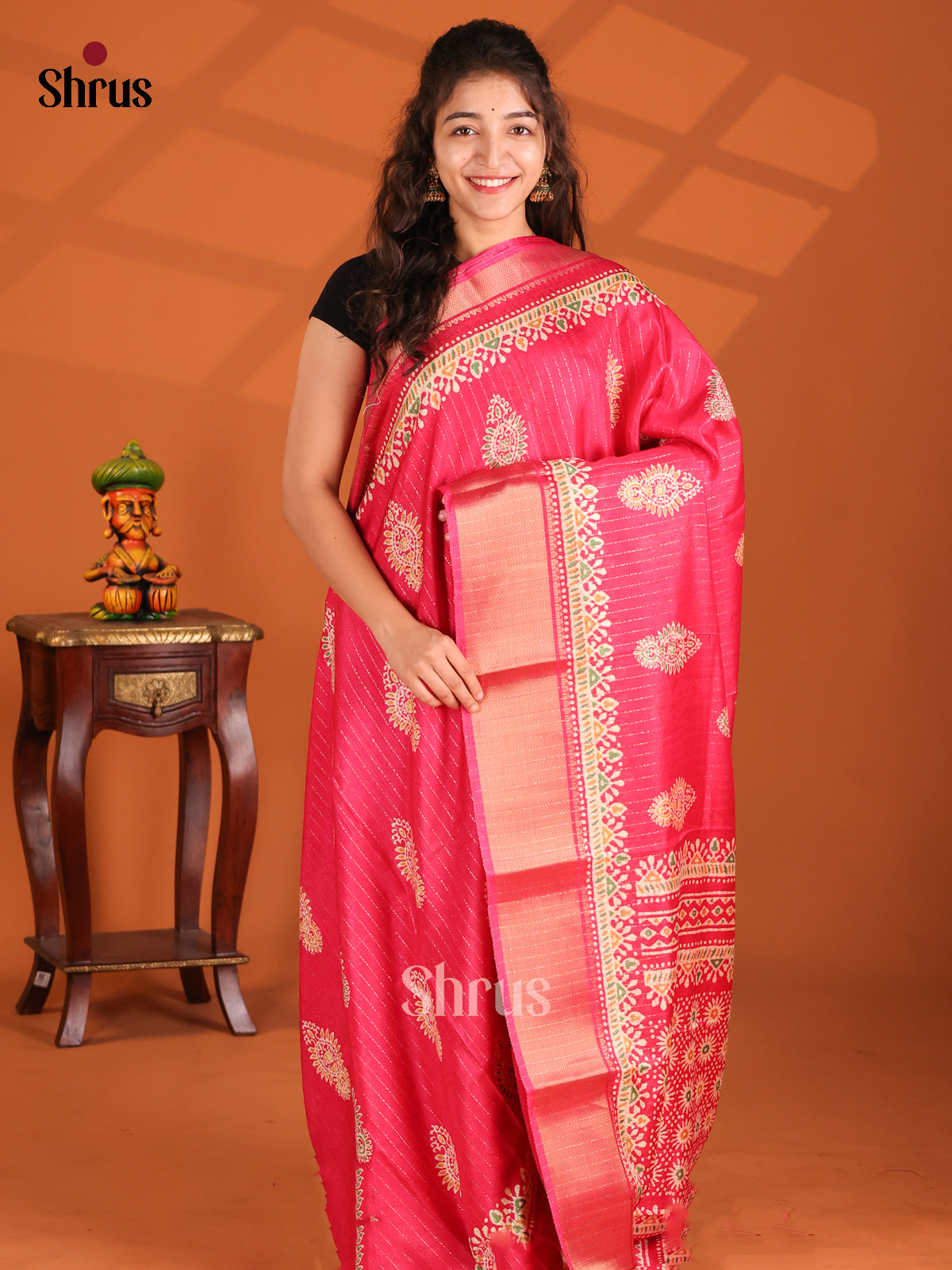 Pink - Semi Crepe Saree - Shop on Shrus.com
